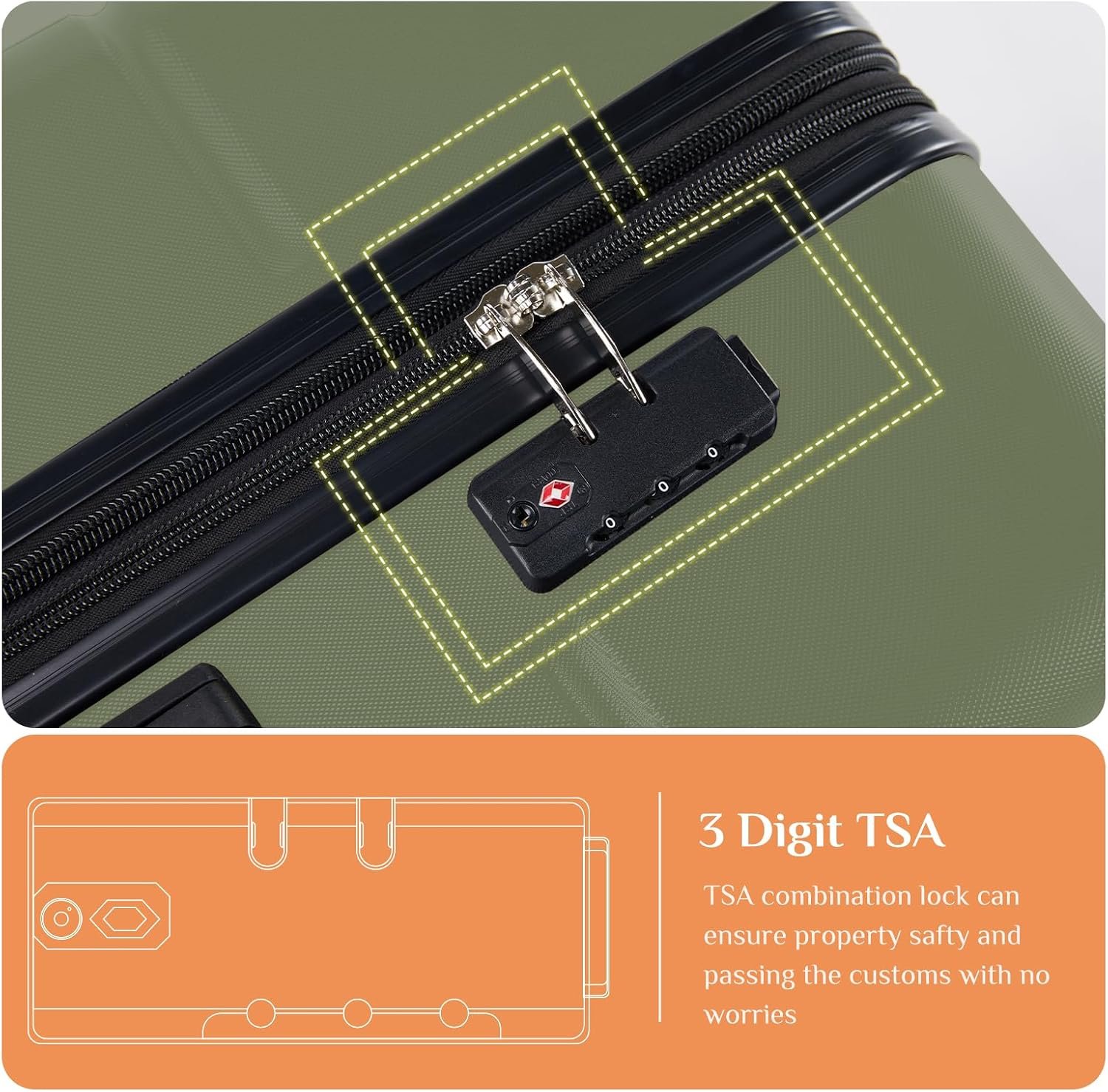 Sweetcrispy 28 Inch Checked Luggage, Suitcase with Spinner Wheels | Expandable, ABS Hard Shell, Lightweight, Rolling, Smooth, TSA Lock, Business Trips and Daily Vacations, Green - Image 6