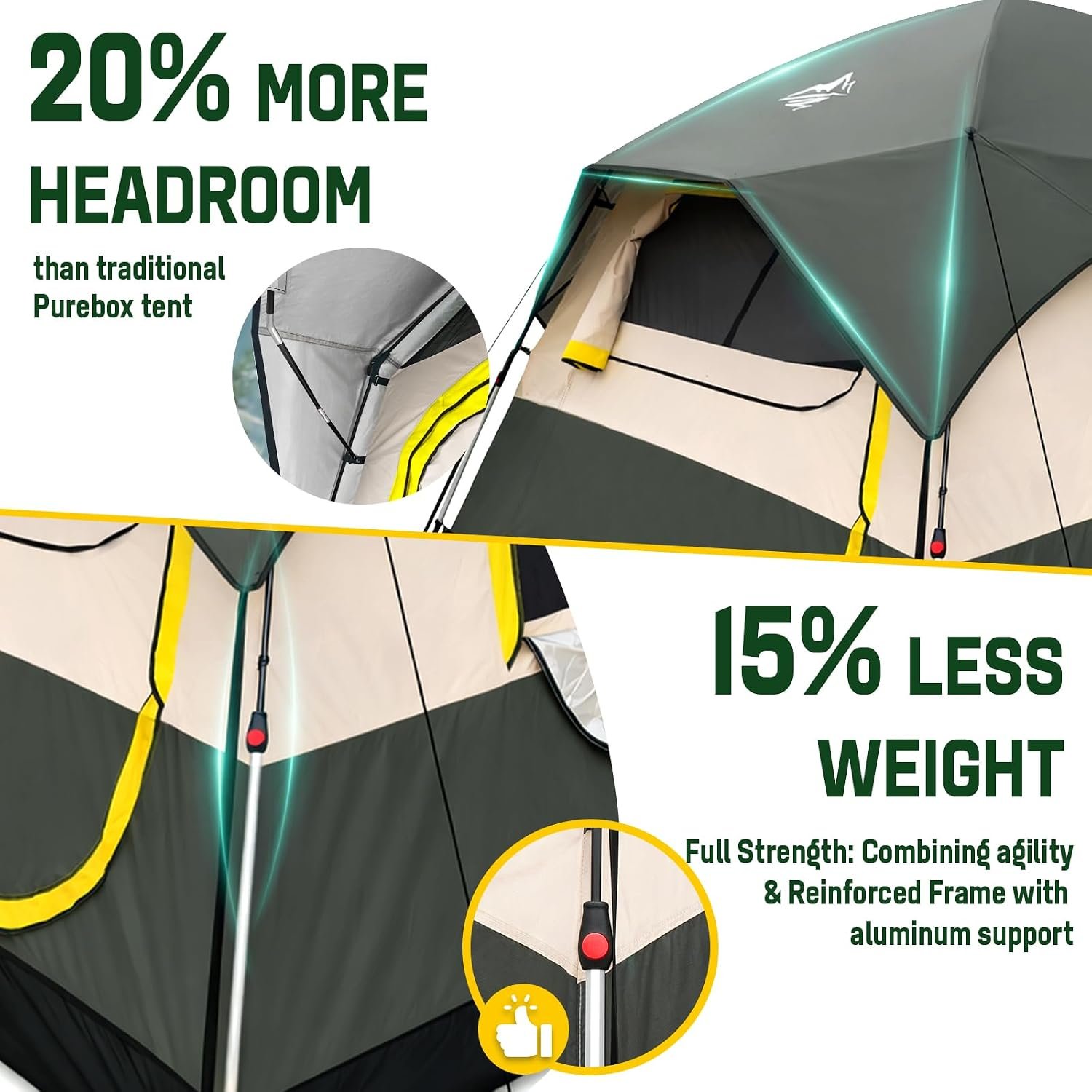 4 Person Instant Tents for Camping Setup in 50s, Cabin Tent with Rainfly | Waterproof Windproof Camping Tent, Double Layer Portable Instant Tents with Carry Bag for Family Outdoor Camping & Hiking - Image 4
