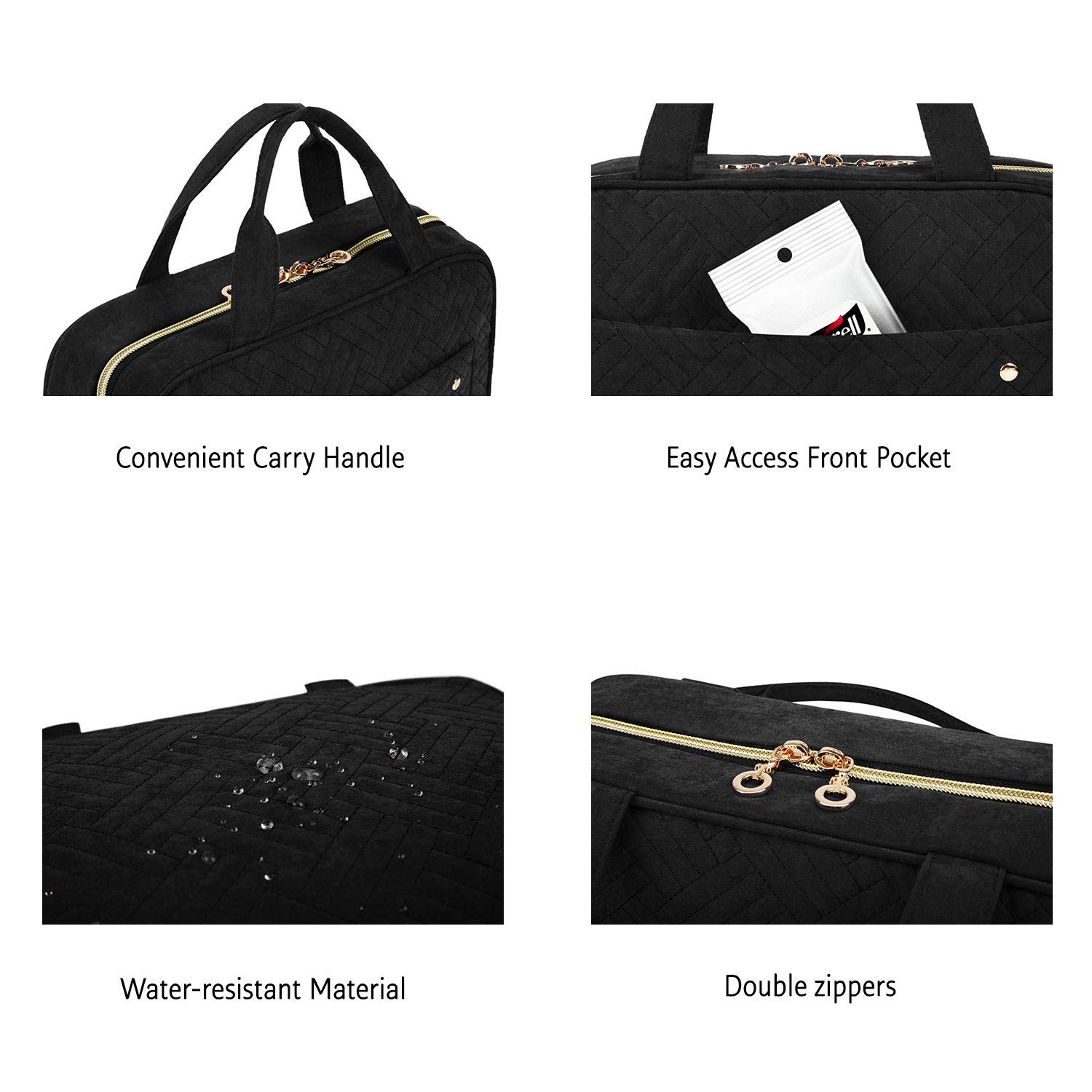 BAGSMART Large Toiletry Bag Travel Bag with Hanging Hook, Water-resistant Makeup Cosmetic Bag Travel Organizer for Accessories, Shampoo, Full Sized Container, Toiletries - Image 6