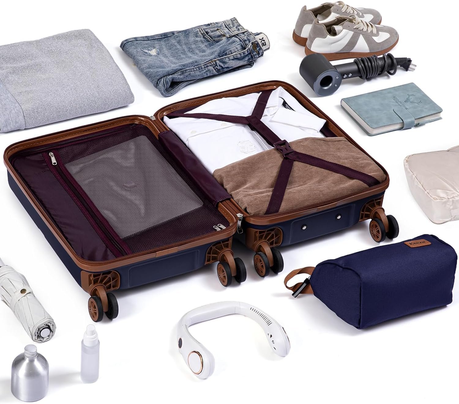 Carry On Luggage Set Suitcase 3 Piece,Purple (20"/BP/TB) | Lightweight Durable ABS Hardshell,360° Spinner Wheels,TSA Lock,YKK Zipper,22x14x9 Airline Approved for family travel vacation - Image 8