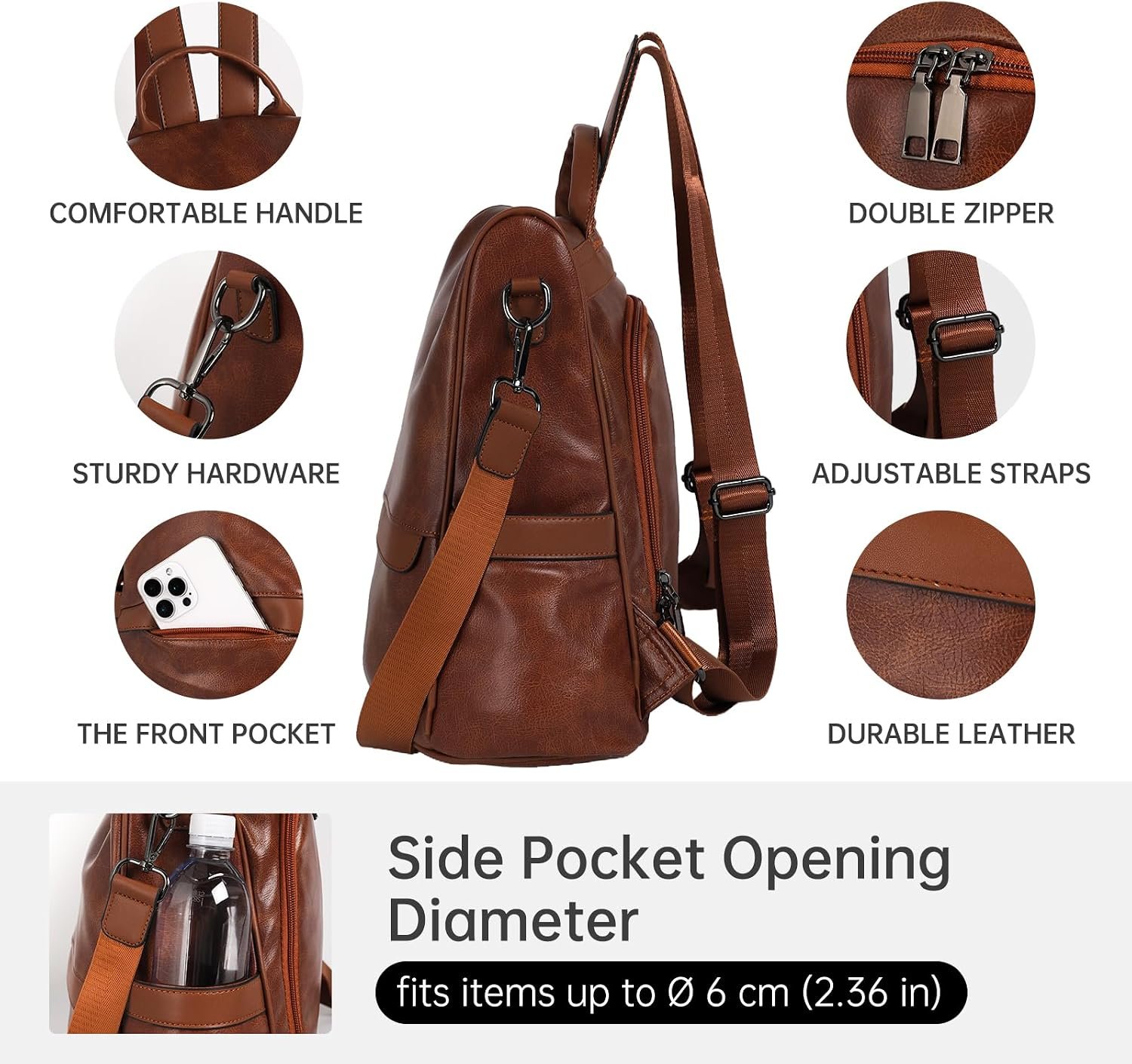 CHERUTY Women Backpack Purse PU Leather Anti-theft Casual Shoulder Bag Fashion Ladies Satchel Bags - Image 6