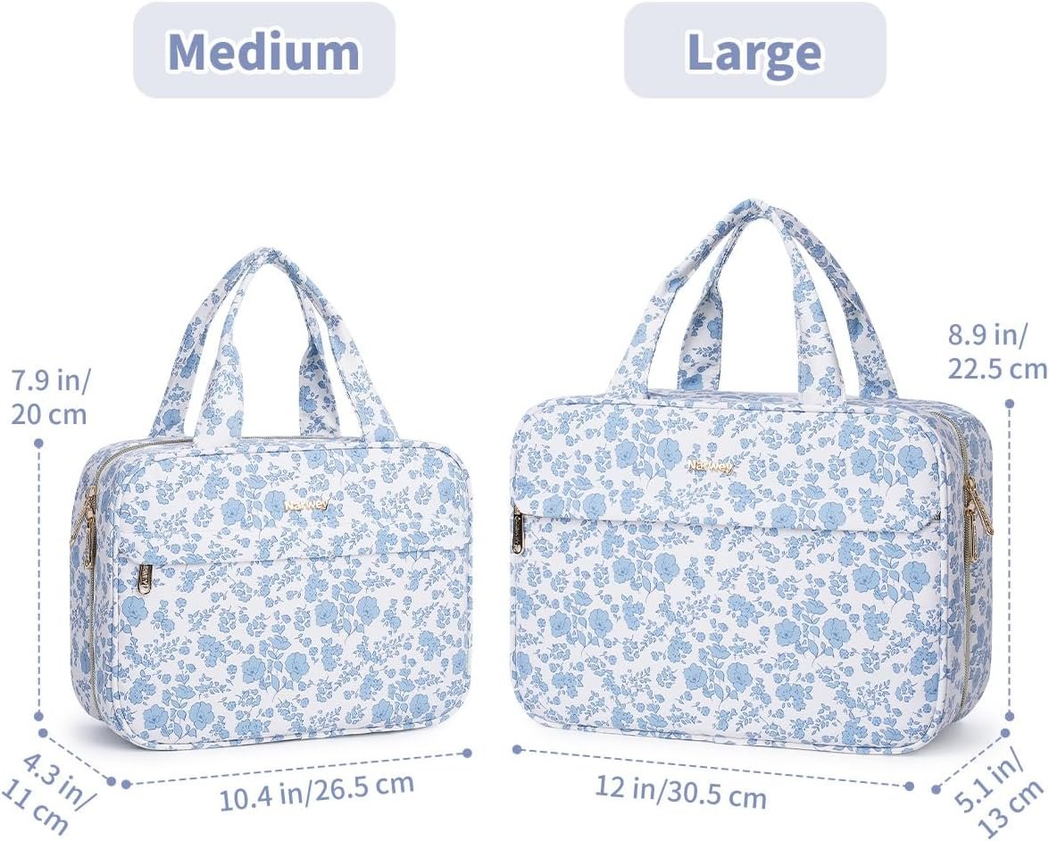Narwey Hanging Travel Toiletry Bag for Women, Cosmetic Makeup Bag Organizer | Multiple Mesh & Zipper Pockets for Travel-Size Toiletries, Water-resistant, Dry Wet Separation, Durable for Travel, Bathroom - Image 8