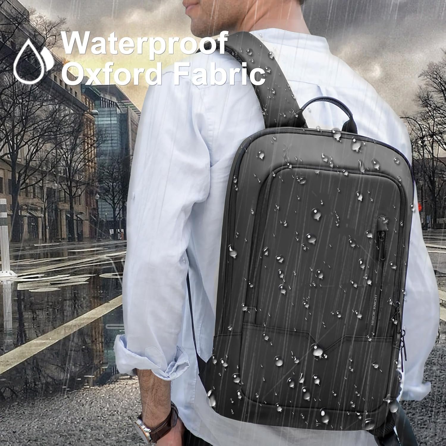 hk Backpack for Men Business Slim Laptop Bag | Anti Theft Travel Backpacks 17.3 Inch Laptop Water Resistant Computer Bag for Work Office College, Black - Image 5