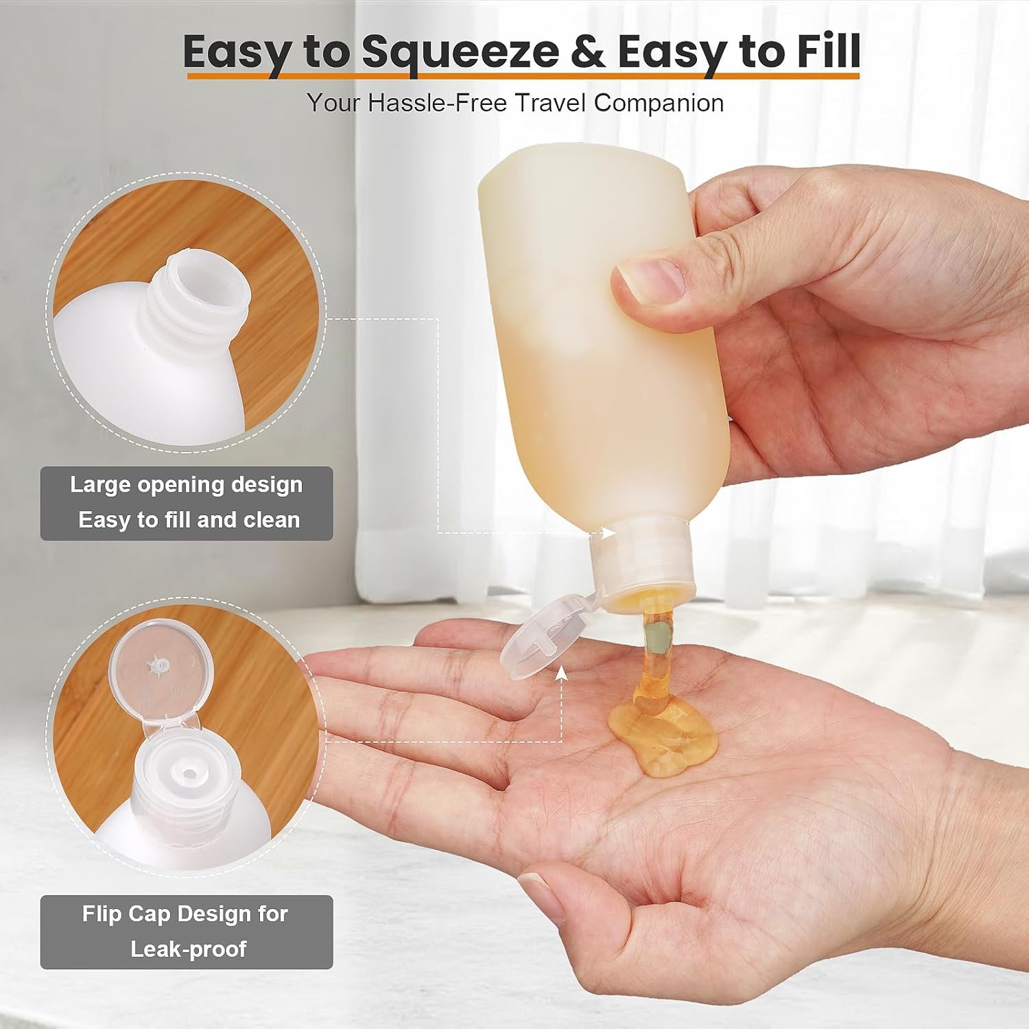 Cosywell Travel Bottles for Toiletries 5 Pack 3.4oz Travel Size Containers | Pre-Printed Shampoo, Conditioner, Body Soap, Soft Touch HDPE ,TSA Approved, Leak Proof, Squeezable Toiletry Bottle(White) - Image 4