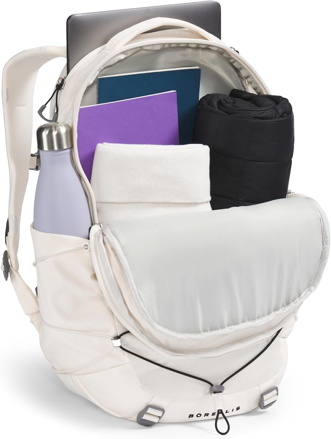 The North Face Women's Borealis Backpack, Gardenia Wht/Blk-NPF, OS | Everyday Travel Bag, Laptop Sleeve, Reflective Details - Image 5