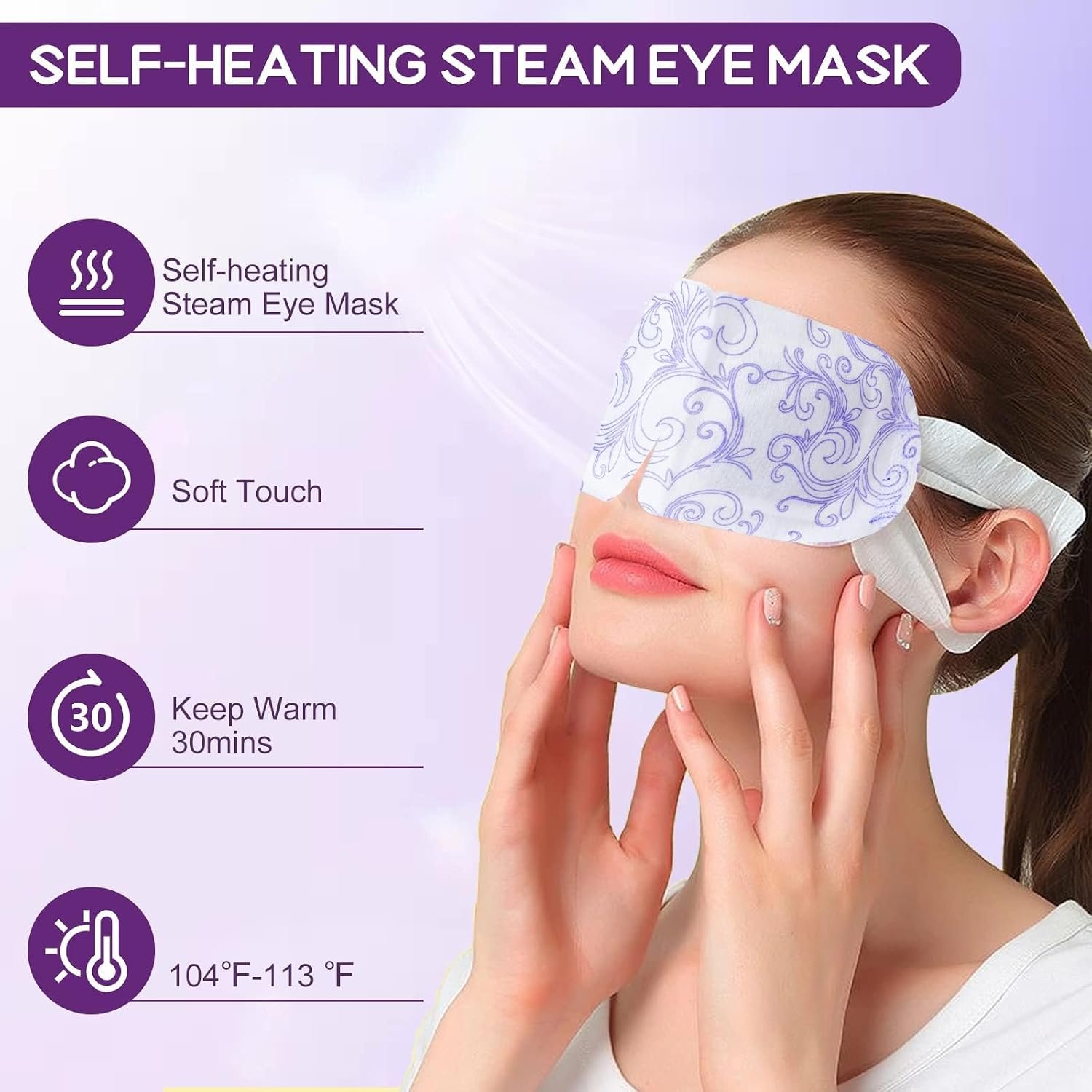 24 Pack Steam Eye Mask Disposable for Dry Eyes Cornea Care-Unscented | Steam Eye Mask Cornea Care Rest Self Heating Eye Mask Self Heated Steam Warm Eye Mask Disposable Heated Eye Mask - Image 3