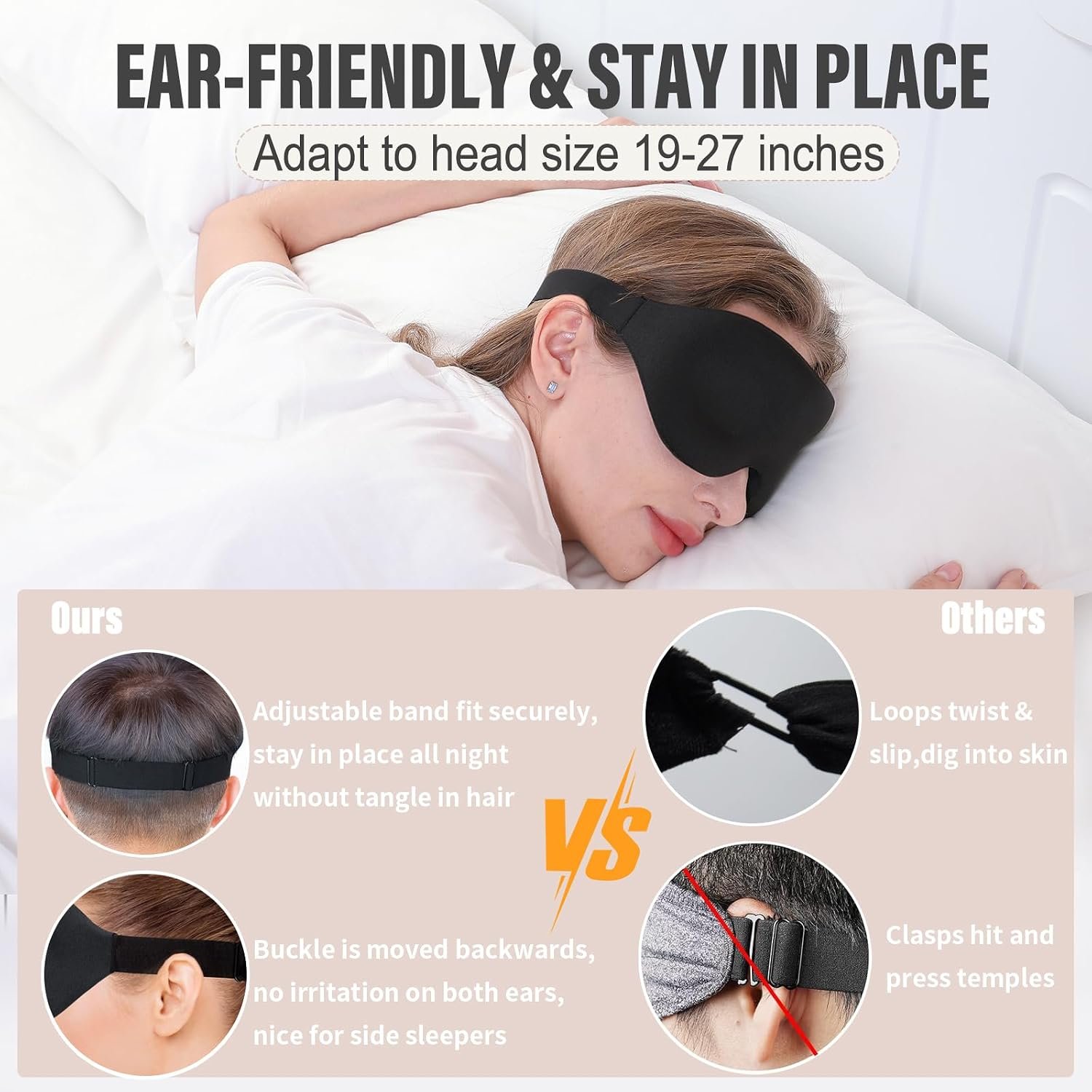 YIVIEW Sleep Mask for Side Sleeper, Light Blocking Zero Pressure Blindfold | Soft Breathable Eye Cover for Women Men, 3D Sleeping Eye Mask Blue, Relaxing Travel Essential, Adjustable, Flight Nap - Image 6