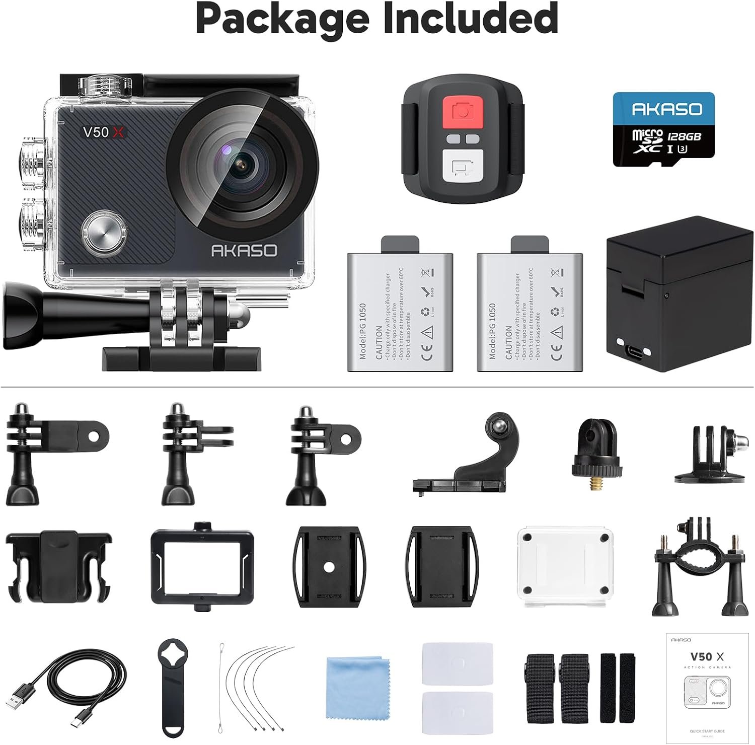 AKASO V50X Native 4K30fps WiFi Action Camera with EIS Touch Screen 4X Zoom 131 feet Waterproof Camera Support External Mic Remote Control with Helmet Accessories (with 128GB MicroSD Card) | EIS, WiFi, Touch Screen, 4X Zoom 131ft Waterproof Camera, Remote Control, Support External Mic, with Helmet Accessories - Image 7