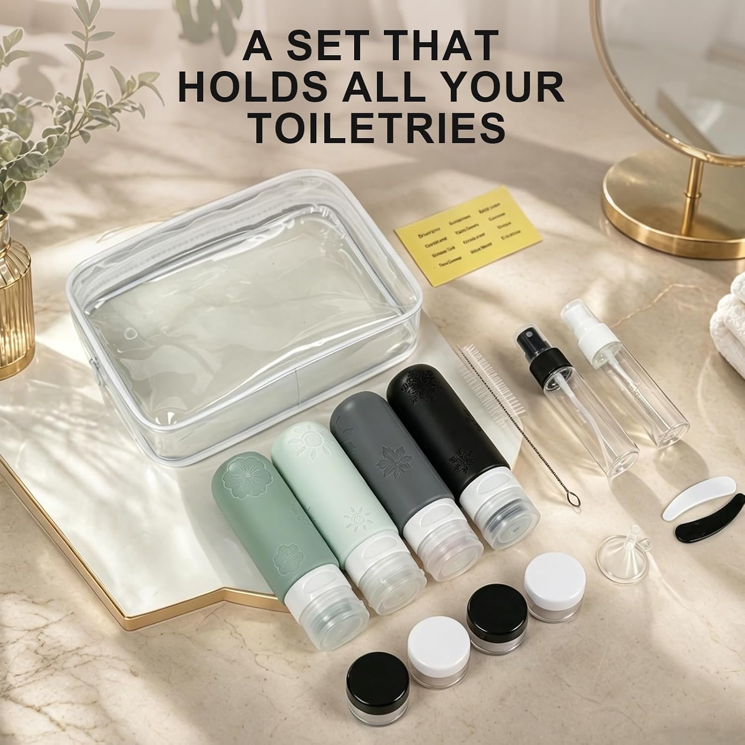 16 Pack Travel Bottles for Toiletries, Silicone TSA Approved-Containers for Toiletries,3oz Silicone Travel Bottles Set Leak Proof Refillable Liquid,Shampoo and Conditioner Travel Toiletry Bottles Grey - Image 9