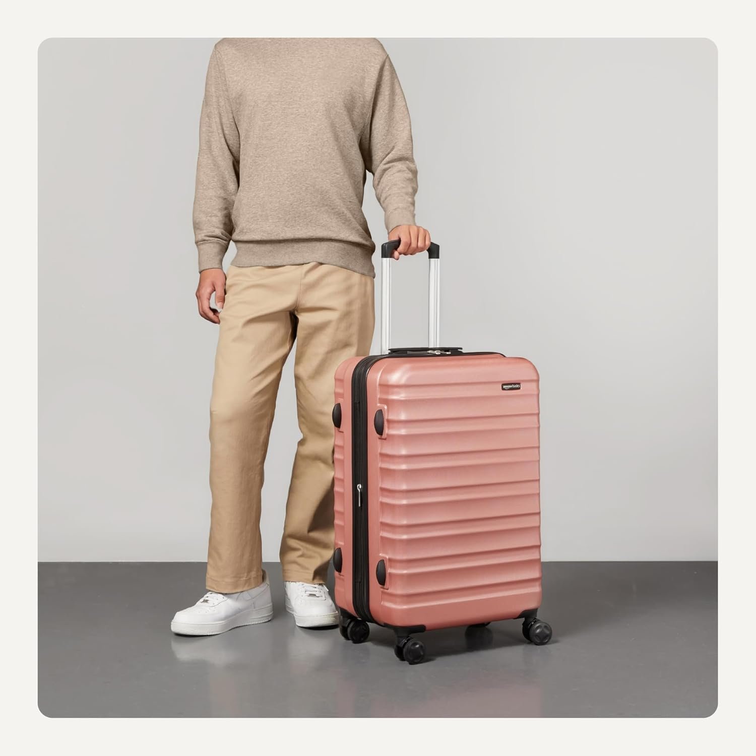 Amazon Basics 26" Hardside Medium Checked Luggage, Expandable Hardshell Suitcase with Telescoping Handle, Scratch-Resistant Surface, Four Multi-directional Wheels, Rose Gold - Image 3