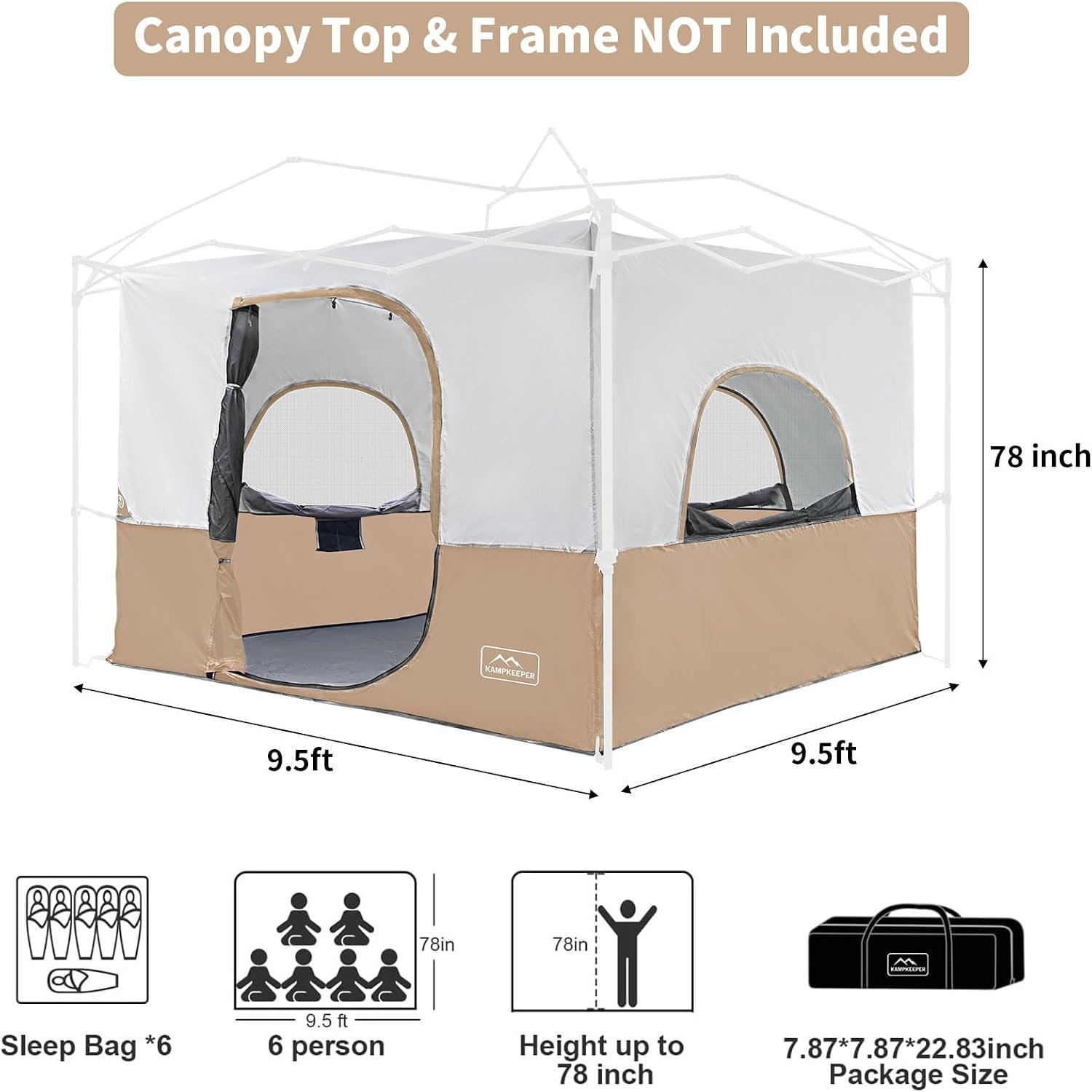Camping Inner Tent for Pop Up Canopy–Vented Roof(Top & Frame NOT Included) | Converts 10'x10' Straight Leg Canopy into Camping Tent–Fully Vented Roof - Image 3