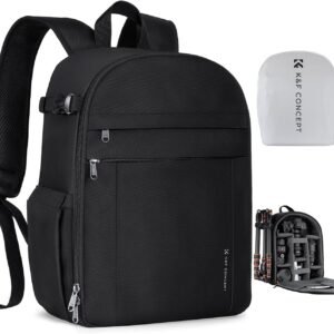K&F CONCEPT Camera Backpack, Lightweight Camera Bag with Tripod Holder | Professional Bag for DSLR/SLR Mirrorless, with 14in Laptop Compartment & Rain Cover, Men & Women, for Sony Canon Nikon, B19