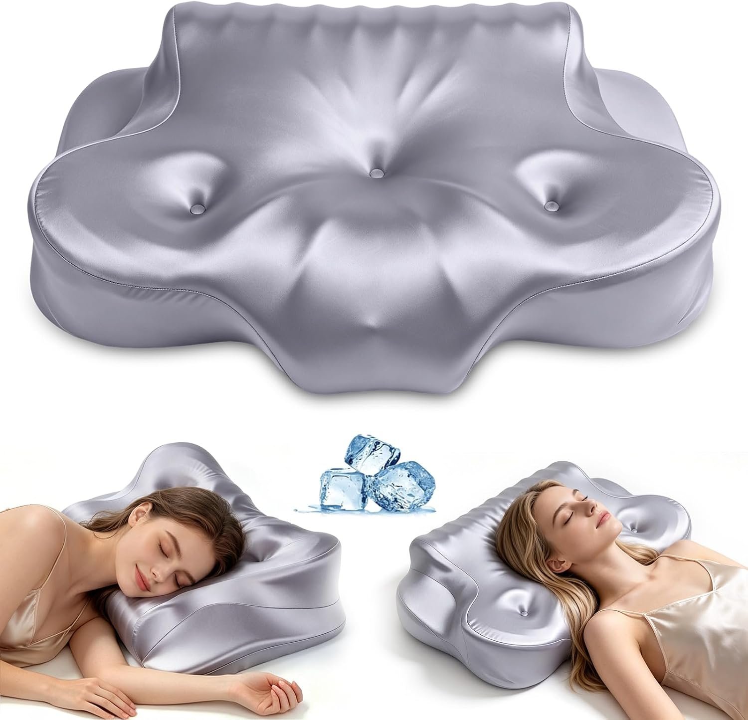 Cervical Neck Pillow for Neck Pain Relief, Memory Foam Pillows | Pillow for Sleeping, Ergonomic Contour Memory Foam, Side Back Stomach Sleepers, Cooling Pillowcase, Soft Shoulder Support