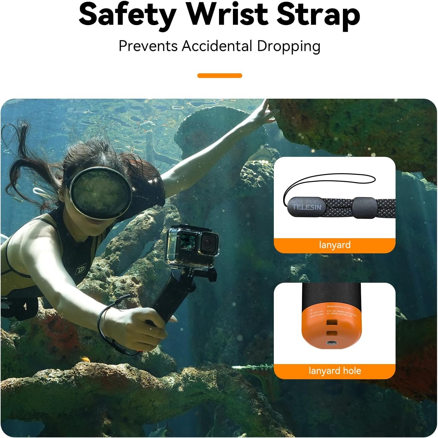 TELESIN Floating Selfie Stick with Bluetooth Remote for GoPro 13-8 | Compatible with GoPro Hero 13/12/11/10/9/8 Black Waterproof Floating Handle Grip with Bluetooth Remote Control - Image 6