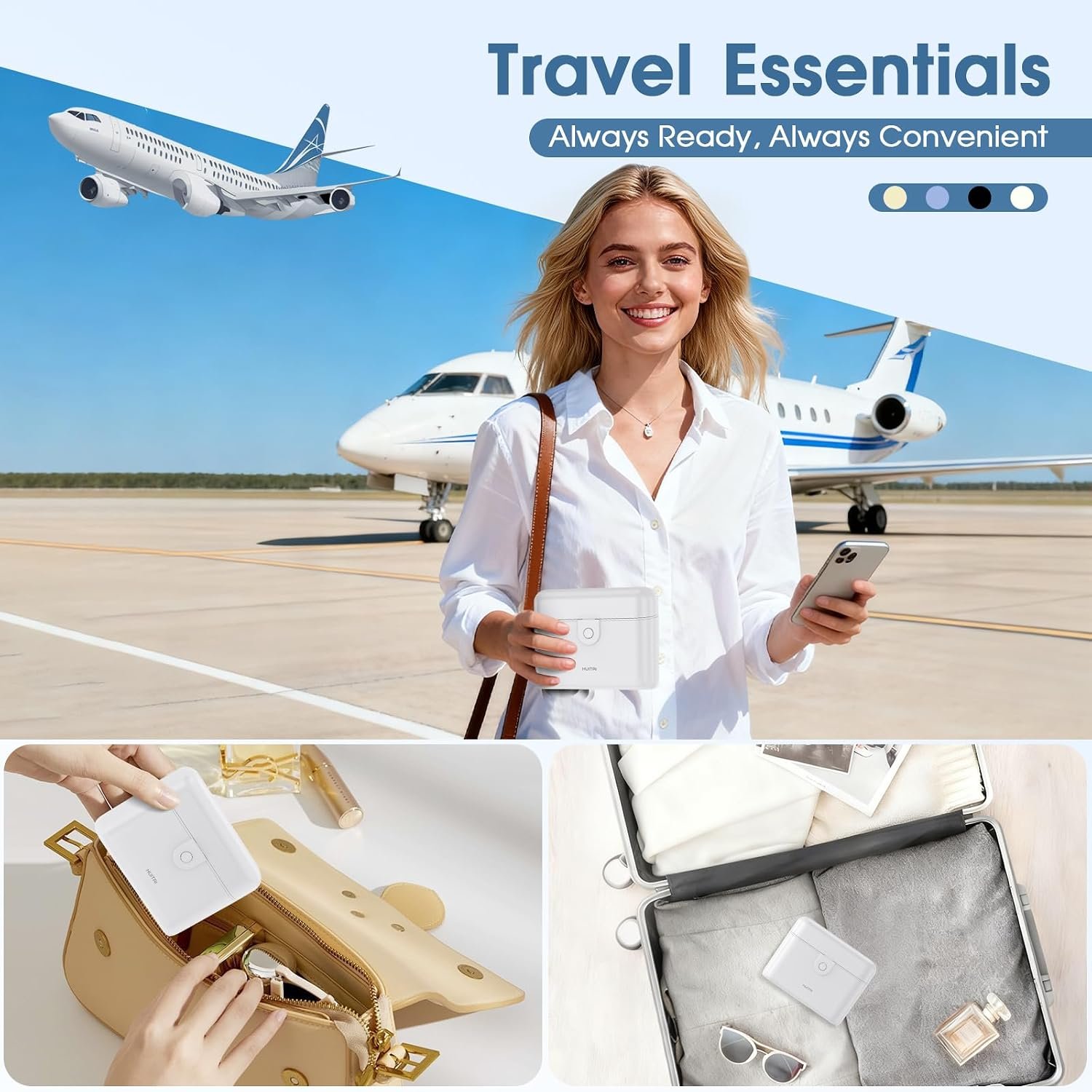 Travel Bottles TSA 4x2oz With Case Leak-Proof White | Durable ABS hard case, press-to-unlock, 4 individual compartments, wide-mouth bottles for easy fill, leak-proof seals - Image 7