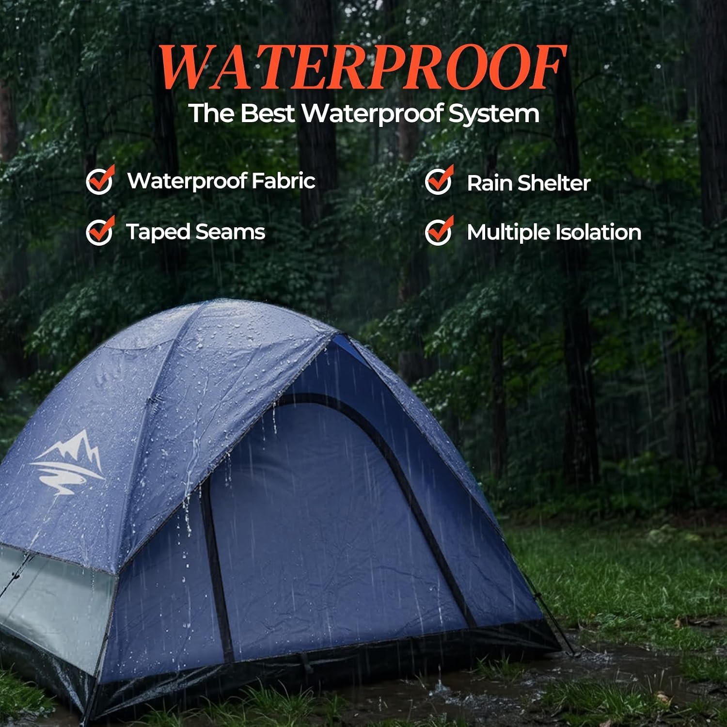 Tents for Camping 2-3 Person Tent – Camping Tent with Rainfly Waterproof 2500MM, Easy Setup in 5 Mins, Ourtdoor Dome Tents Lightweight Backpacking Tent for Couples, Small Families, Festivals, Backyard - Image 3