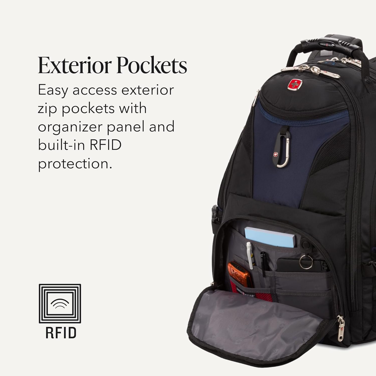 SwissGear 1900 ScanSmart Laptop Backpack, Fits Most 17-Inch Laptops, TSA-Friendly Lay-Flat Design, RFID Protection, and Tablet Pocket, Black, 31L, 18.5-Inch - Image 4