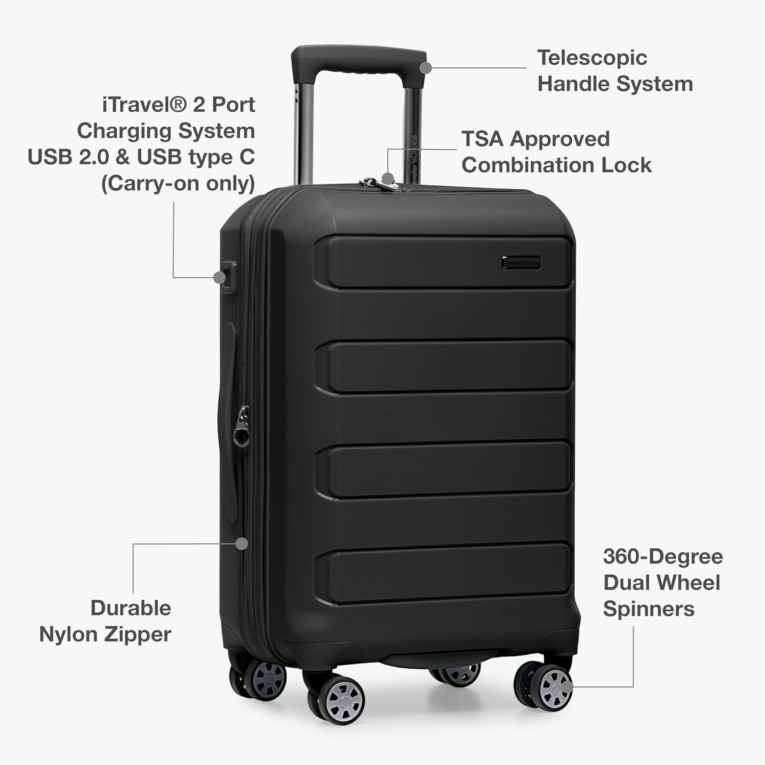 Traveler's Choice Pagosa Hardshell Expandable Luggage with Spinner Wheels, Black, 30-Inch Large - Image 5