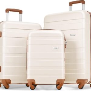 Merax 3 Piece ABS Hardshell Luggage Sets Spinner Wheel Suitcase Suit Case