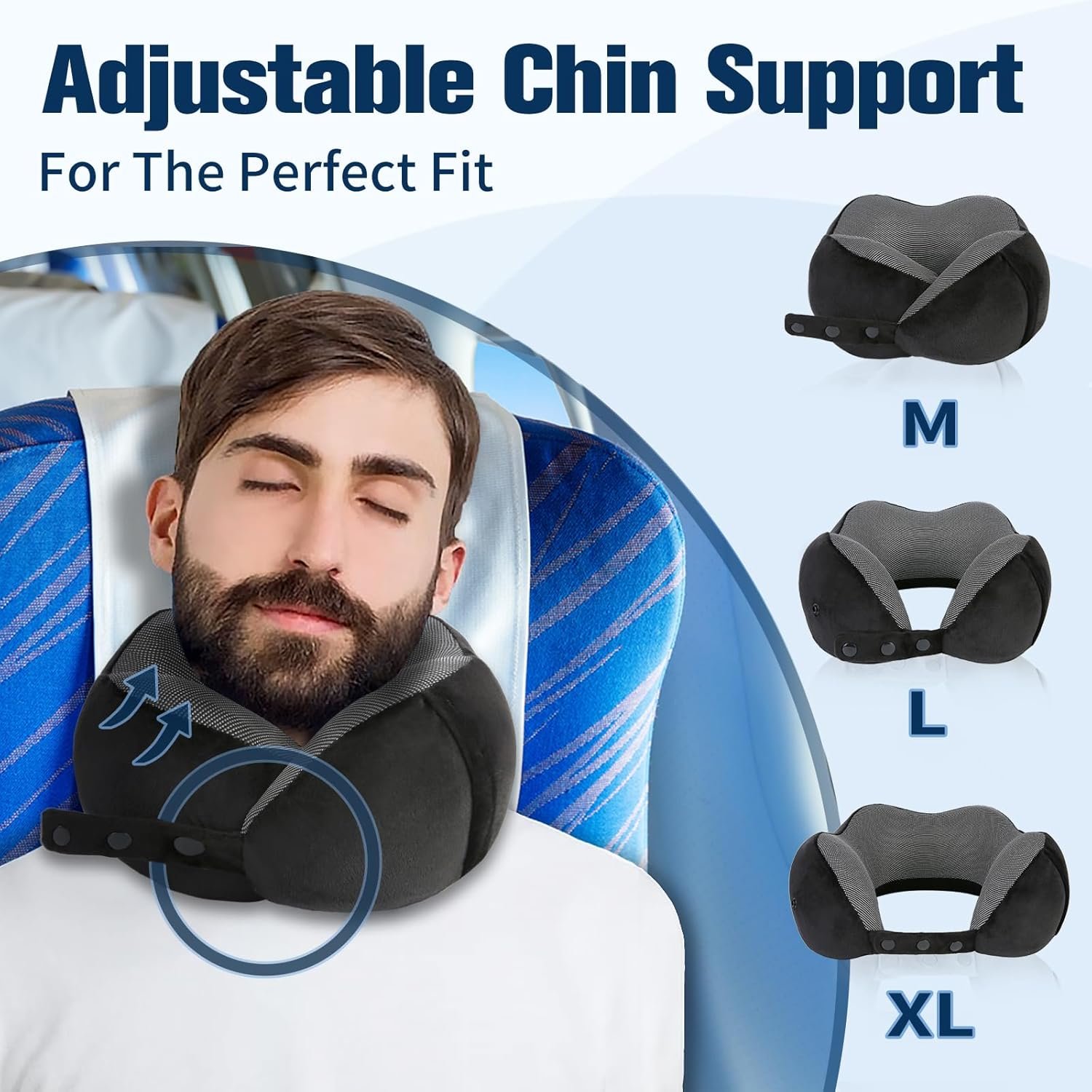 Cirorld Neck Pillow for Traveling, Travel Pillows for Airplanes Black | 100% Memory Foam Travel Neck Pillow, Adjustable Flight Pillow, Portable Plane Accessories with Eye Mask, Earplugs, Carry Bag - Image 2