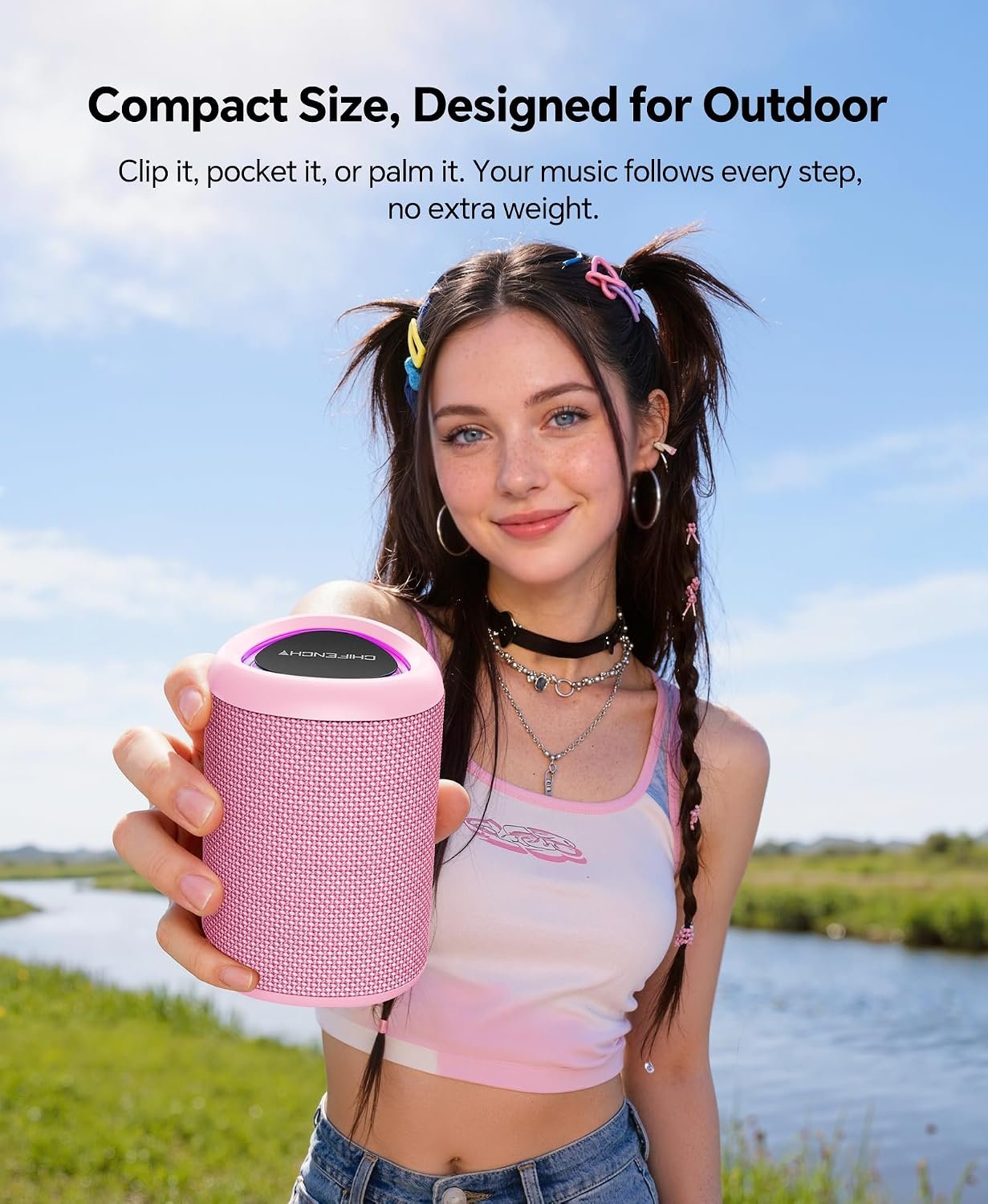 Portable Bluetooth Speaker Beach Essentials: Powerful Crystal Clear Sound/Dynamic Light/IPX5 Waterproof/All Day Playtime/Wireless BT 5.3/TWS Paring, Dad Gifts, Outdoor|Travel|Camping|Pool Accessories | Powerful HD Sound,Dynamic Light,All Day Playtime,Wireless BT 5.3,TWS Pairing,Travel|Camping|Pool Accessorie,School Supplies - Image 4