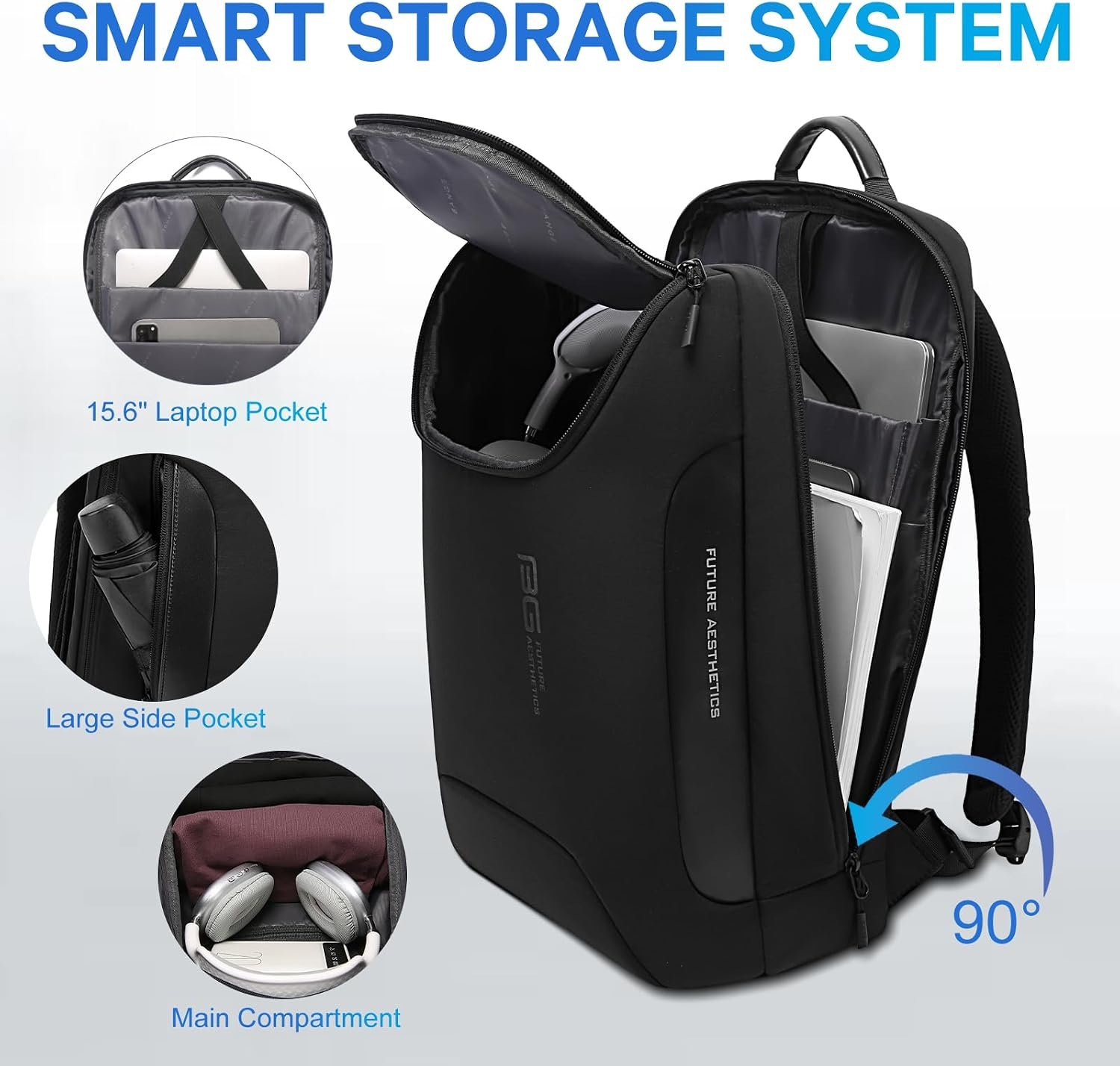 BANGE 15.6 Inch Laptop Backpack for Men and Women, Business Travel Backpack, Waterproof Lightweight Computer Bag for Office, Commuter & Outdoor Sports - Image 3