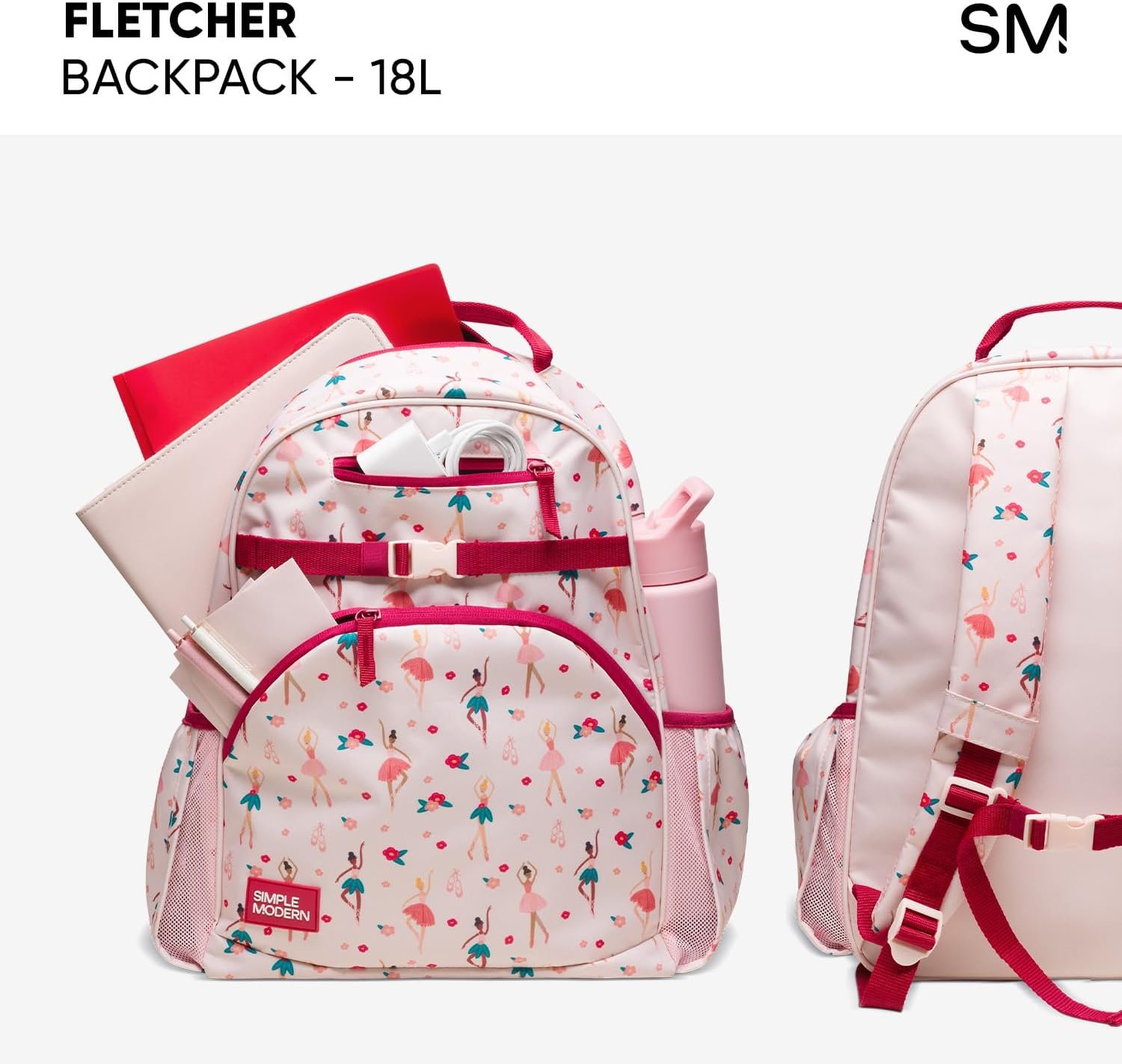 Simple Modern Disney Princess Kids Backpack for School, Girls, Boys | 18L | Fletcher Princess Rainbows Bookbag, School Backpack for Preschool, Kindergarten, Elementary | Fits Lunch Box, Cute | Large - Image 7