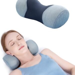 Bespilow Small Neck Roll Pillow for Sleeping, Neck Pillows for Pain Relief | Travel Cervical Support Pillow for Bed Sleep, Round Contour Memory Foam Bolster for Back Sleepers, Breathable Cover, Odorless