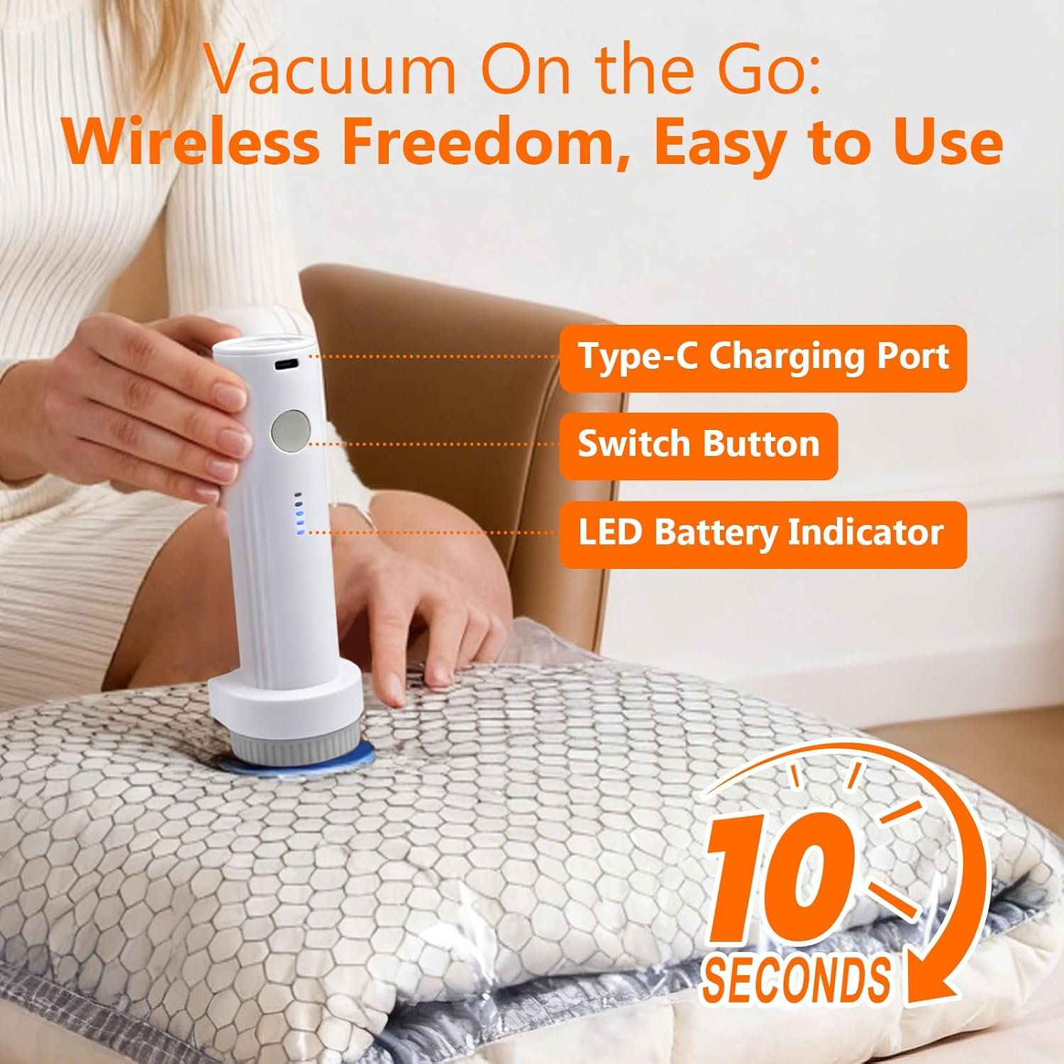 15 Pack Travel Vacuum storage Bags with USB Electric Pump | Vacuum Seal Bags for Clothing - Space Saver for Clothes,Compression Travel Packing Bags for Luggage and Suitcase - Image 3
