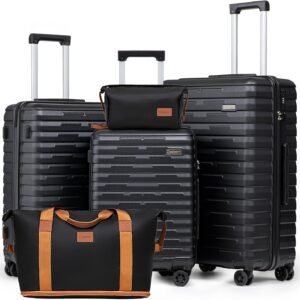 Cosbarn Luggage Sets Hardshell 5 Piece Durable Suitcases with Wheels | 20/24/28 Inch ABS Suitcase Set, Hardside Carry-on, Lightweight, Space-Saving, Checked Family Travel
