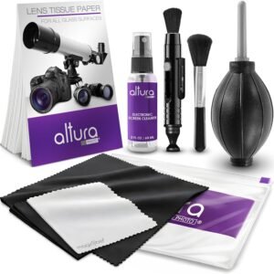 Altura Photo Camera Lens Cleaning Kit, Lens Cleaner for DSLR & Mirrorless | Keeps Gear Spotless & Scratch-Free, Includes Cleaner, Swabs, Pen, Blower, Brush, Cloth & Hard Case