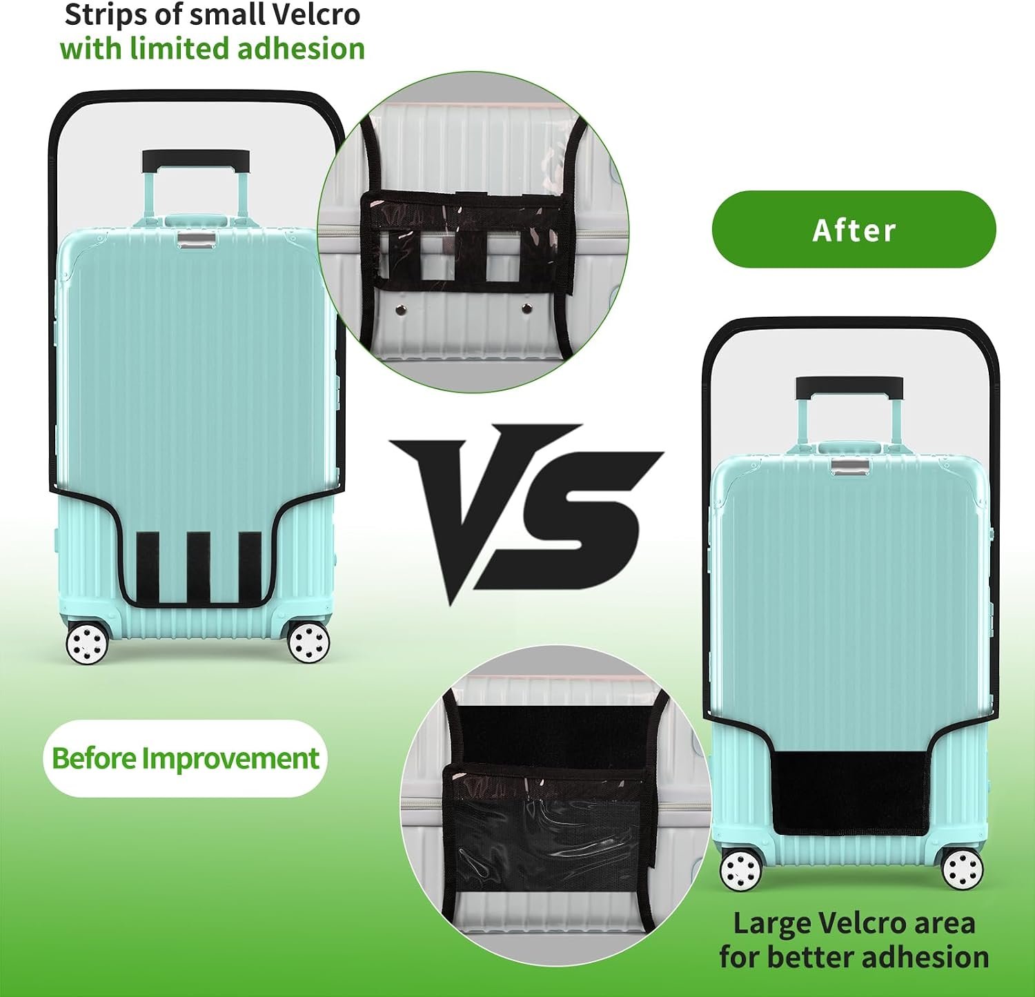 24 Inch Clear PVC Waterproof Luggage Cover with Large Velcro | Thick Transparent Pvc, Waterproof Dustproof, Fits Rolling Luggage. Wide Velcro, Blocks Scratches, Stains And Dirt - Image 8