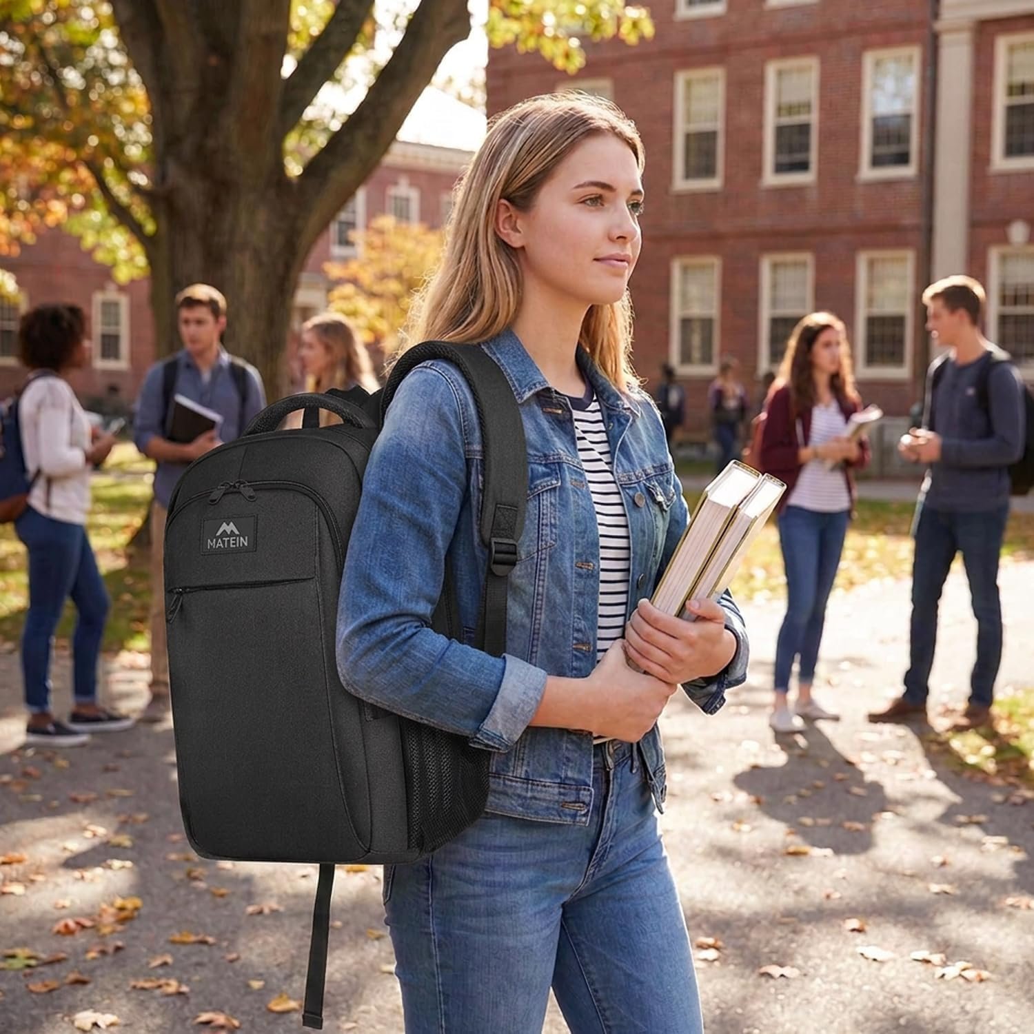 MATEIN Business Laptop Backpack, 15.6 Inch Travel Work Bag for Men Women | Water Resistant Daypack, Personal Item Bag Size, Anti Theft Pocket, Luggage Strap, Computer Backpack for Work College, Black - Image 9