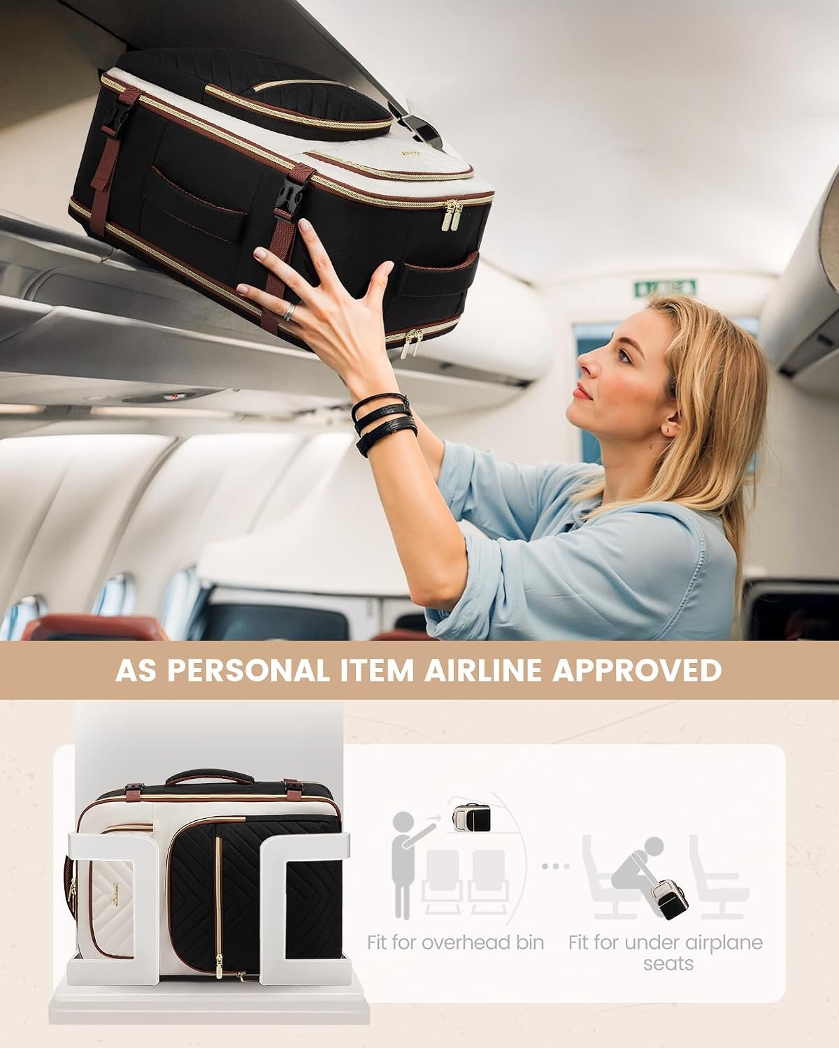 LOVEVOOK Travel Backpack Carry on Flight Approved 40L,Waterproof TSA Travel Essentials Personal Item Backpack for Women Men,Large Carry on Luggage Suitcase Travel Bag for Airplane with 3 Packing Cubes - Image 4