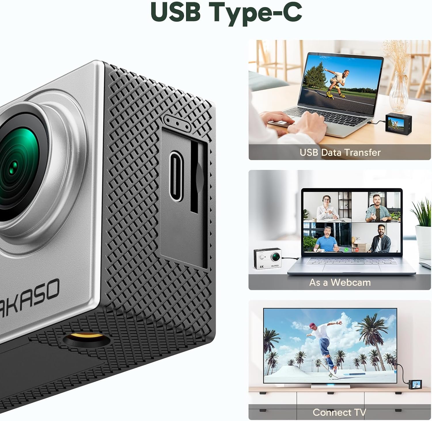 AKASO EK7000 4K30FPS 20MP WiFi Action Camera with EIS Ultra HD 131FT Waterproof Underwater Camera Remote Control 4X Zoom Support External Microphone - Image 8