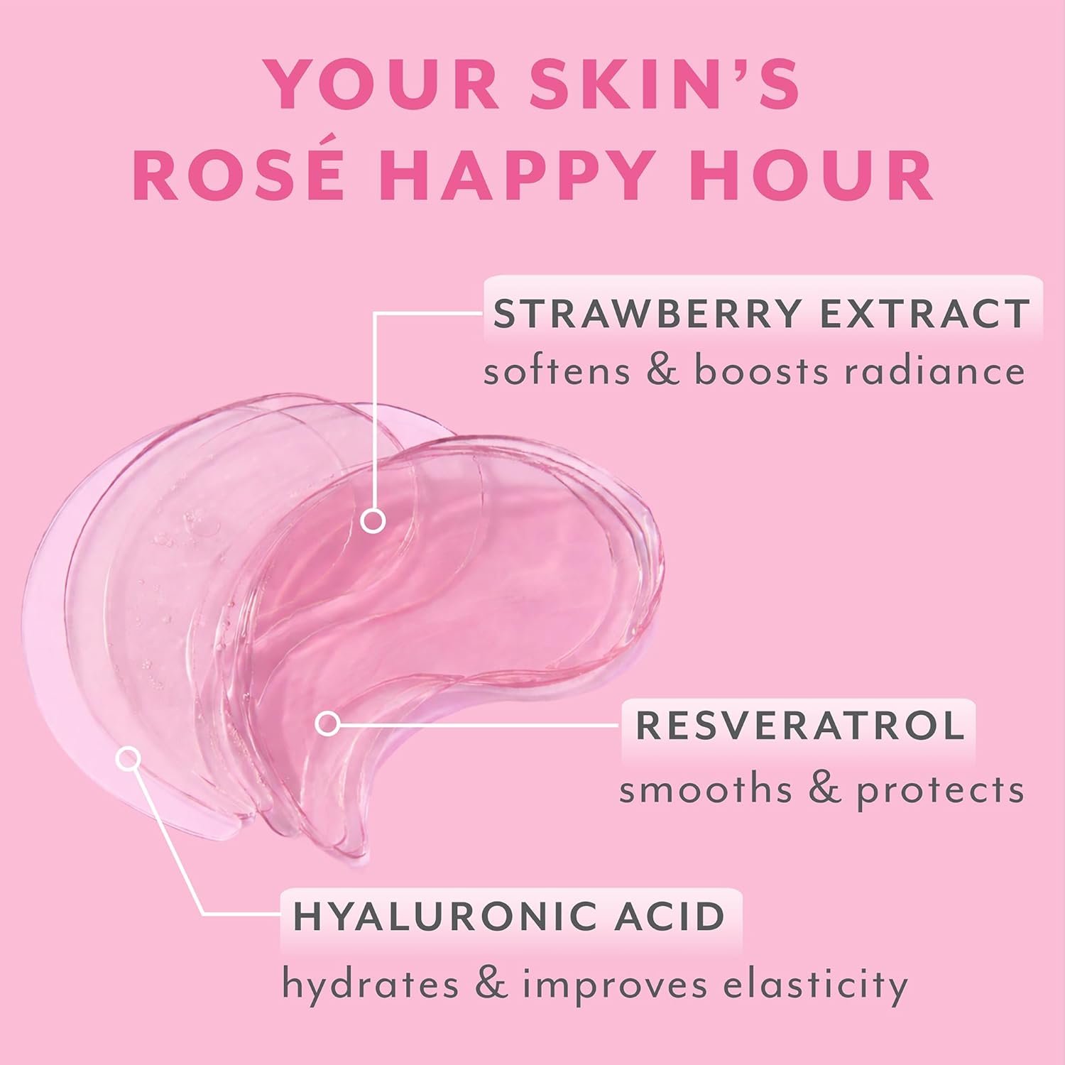 Patchology Rosé Under Eye Patches for Puffy Eyes & Dark Circles | 5pk. | Puffiness & Anti Wrinkle Patches Hydrating Eye Masks for a Radiant Look | Hyaluronic Acid & Antioxidants - Image 3