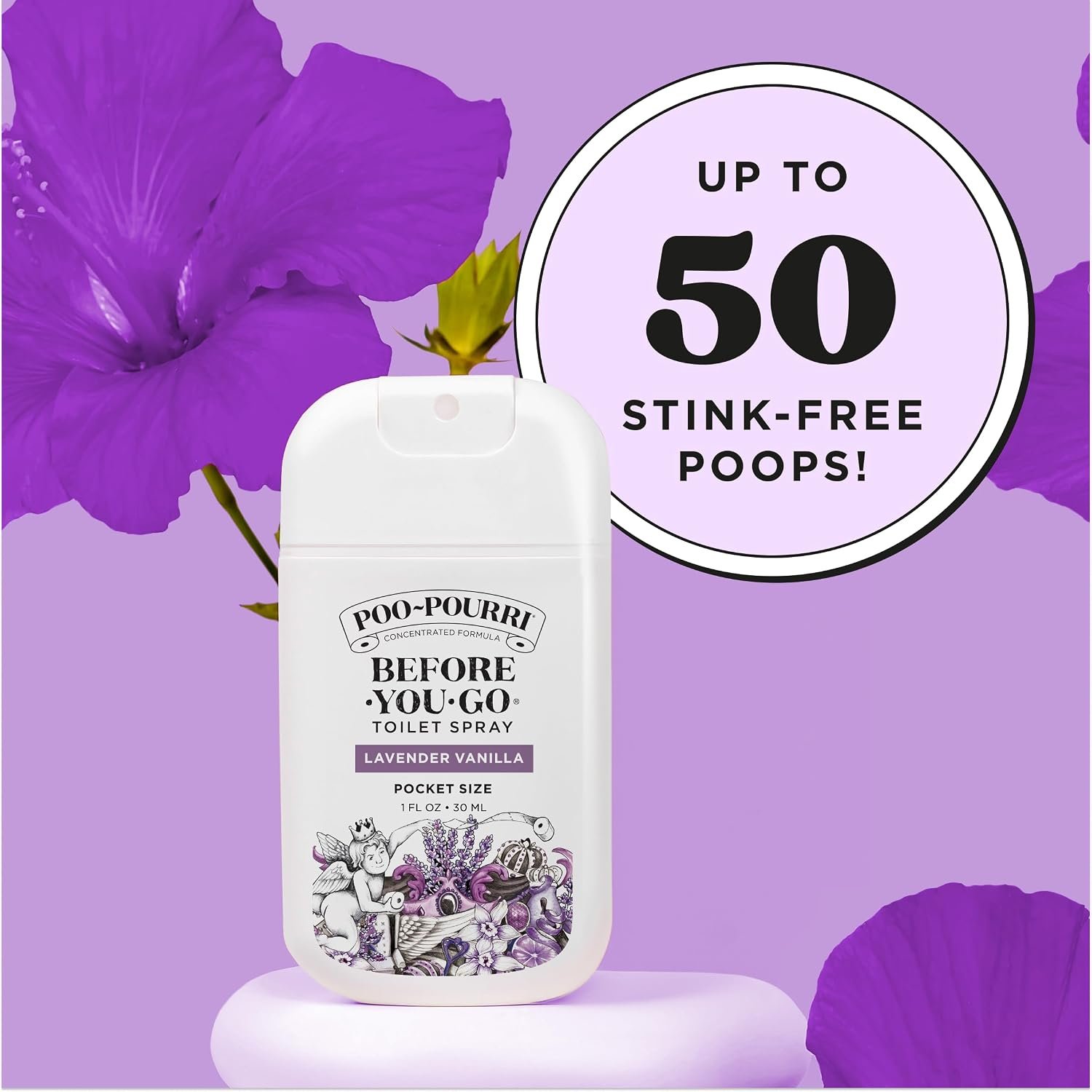 Poo-Pourri Before-You-Go Pocket Toilet Spray, Travel Essentials, Lavender Vanilla, 1 Fl Oz, Up to 50 Uses, On-The-Go Bathroom Odor Deodorizer with Essential Oils, TSA Approved Size - Image 7