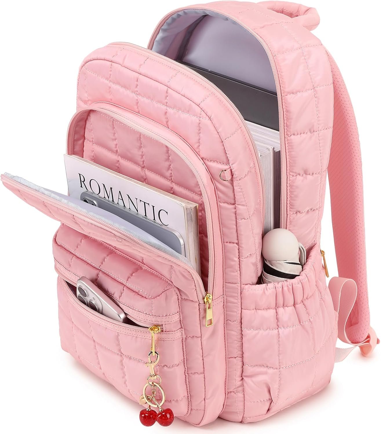 College Laptop Backpack 15.6 Inch Travel Backpack for Women Puffer Puffy Quilted Casual Daypack for Adult - Image 4
