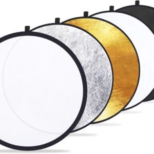 Etekcity 24" (60cm) 5-in-1 Photography Reflector, Multi-Disc Light Reflectors for Photography, Collapsible with Bag - Translucent, Silver, Gold, White and Black