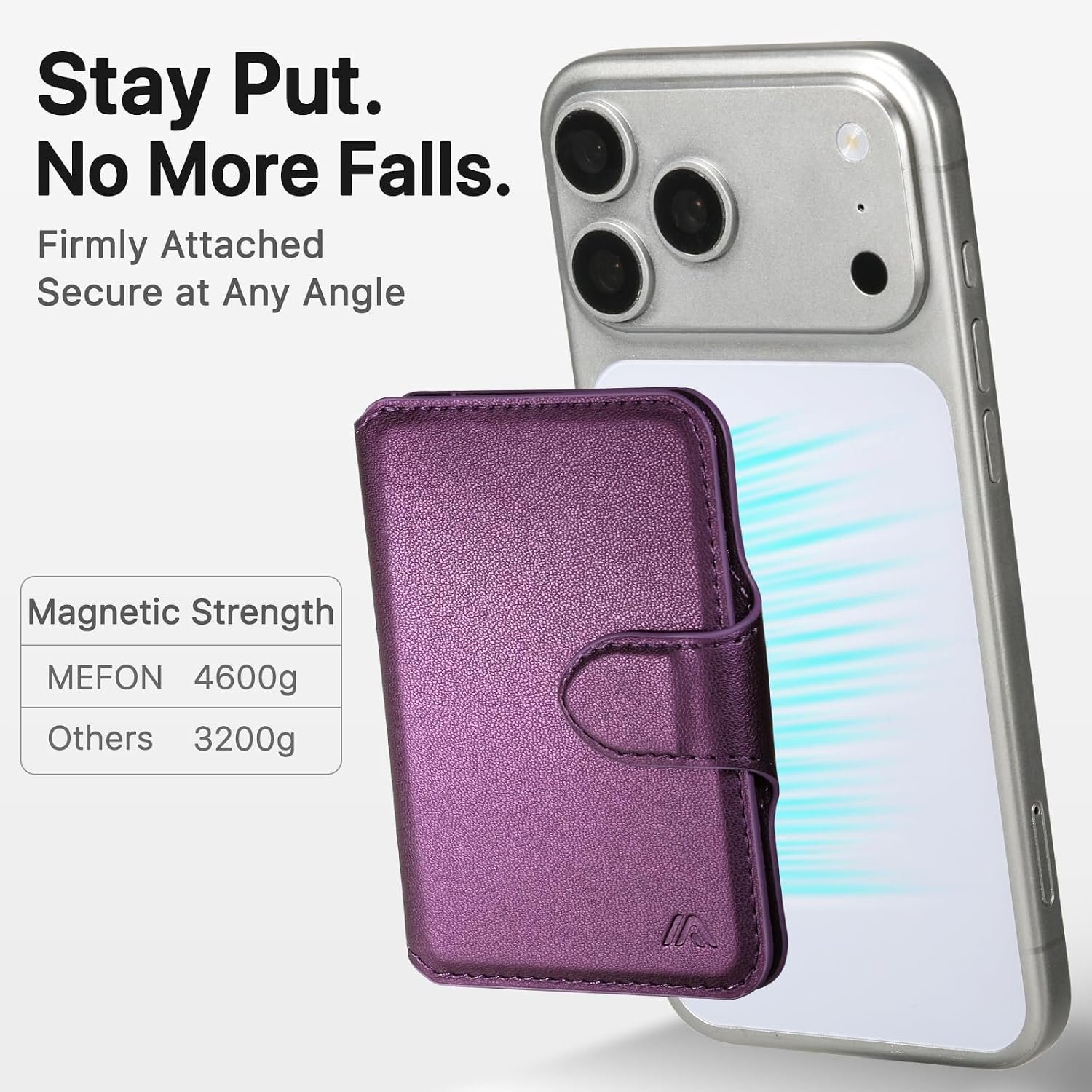 for MagSafe Wallet, Magnetic Phone Wallet RFID Blocking, Slim 5-8 Card Holder with Cash Slot & Clear ID Window, Minimalist Mag Safe Wallets for iPhone 17/16/15/14/13/12 Series, Amethyst Purple - Image 3