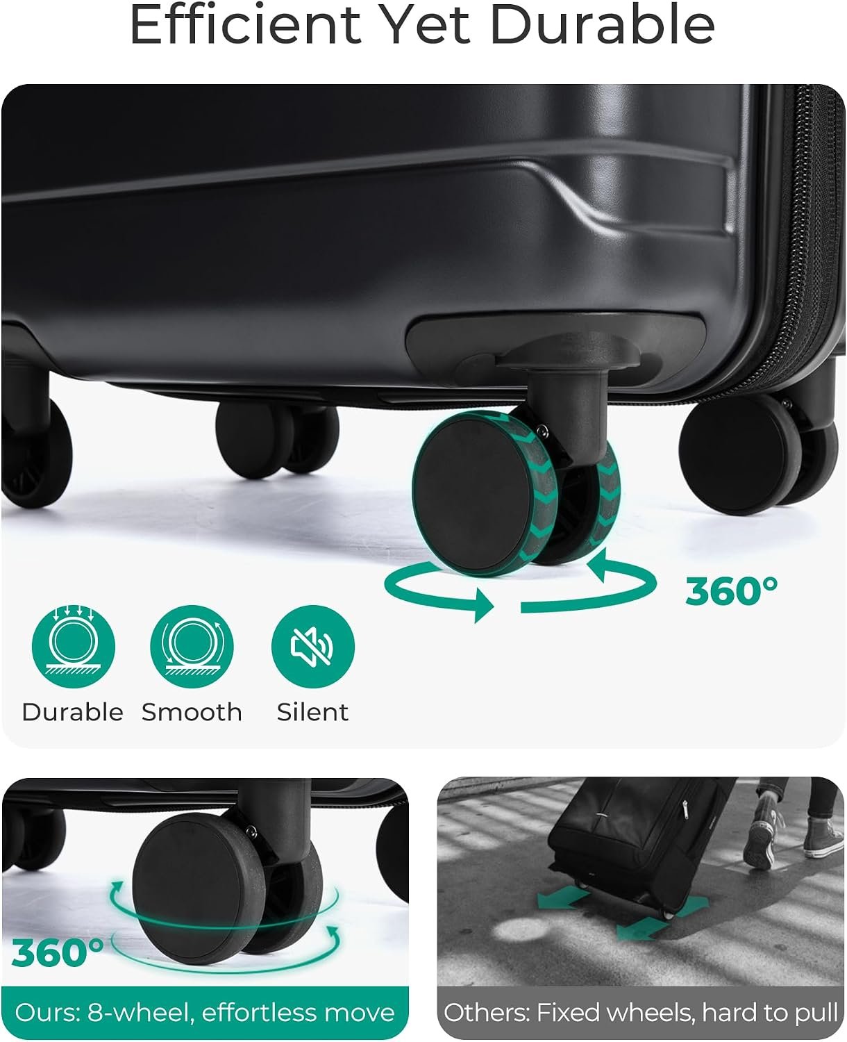 BAGSMART Carry-On Luggage 20" Expandable Spinner 22x14x9,Black - Image 5