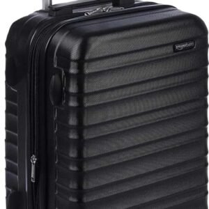 Amazon Basics 21" Hardside Carry-On Luggage with Spinner Wheels, Expandable for Up to 25% More Space, Scratch-Resistant Hard Shell, Telescoping Handle, Black