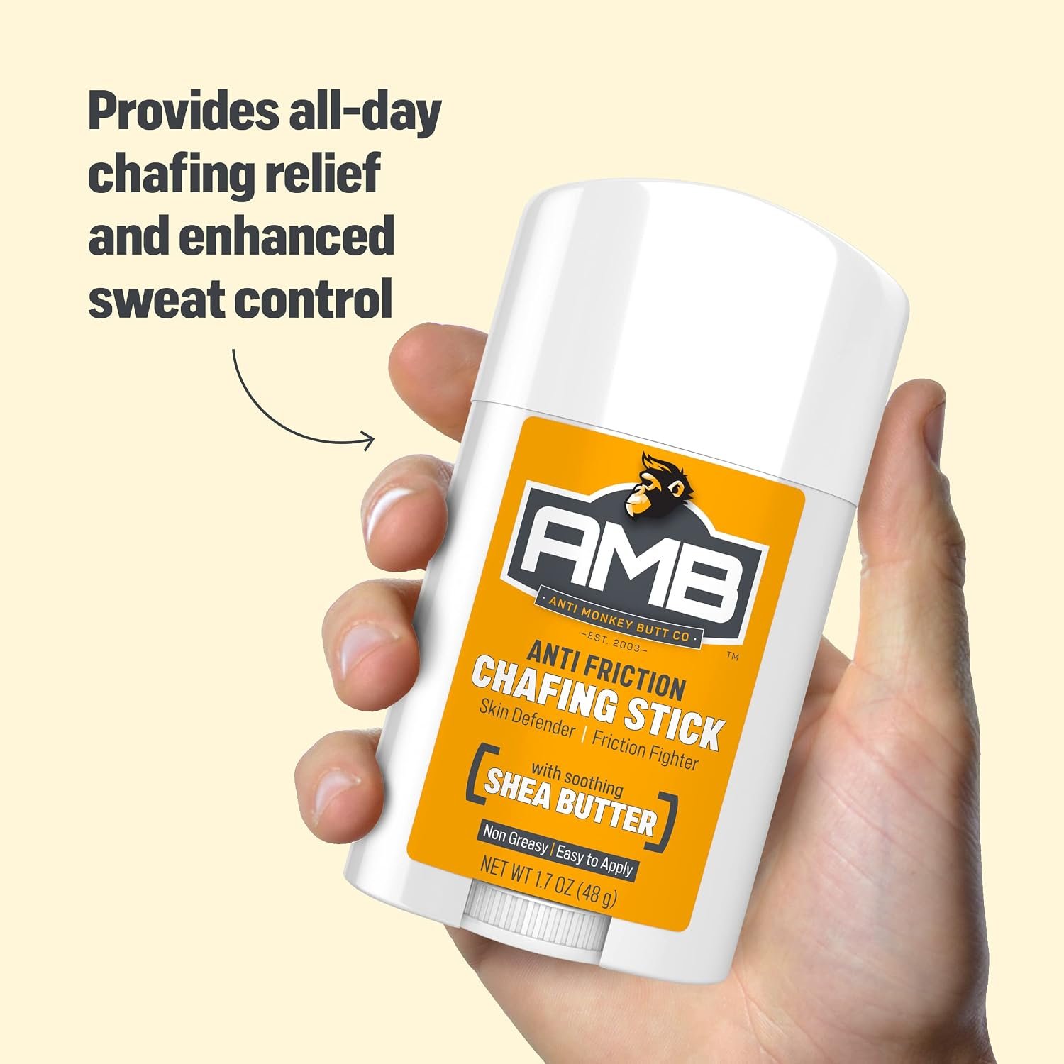 Anti Monkey Butt Chafing Stick, Body Glide, 1.7 oz | Thigh Chafing, Friction, & Irritation Relief, Mess-Free Chafe Balm with Shea Butter & Almond Oil for Daily Skin Comfort - Image 4