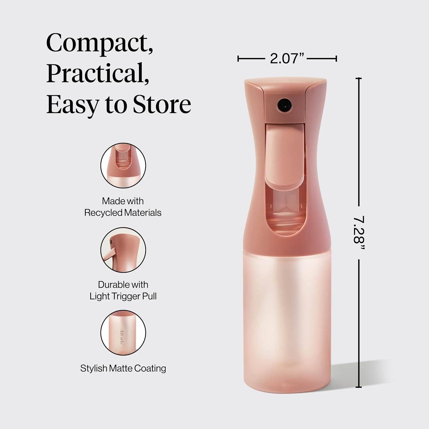 Kitsch Continuous Spray Bottle for Hair – Terracotta, 150ml | Fine Mister Spray Bottle & Water Spray Bottle – Recycled Hair Spray Bottle – Spray Bottles for Cleaning, Styling, & More - Image 4