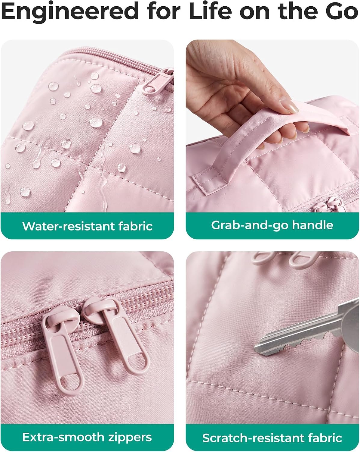 BAGSMART Easy-Access Makeup Bag, Water-Resistant Travel Toiletry Organizer | Open Flat, Portable, Make Up Organizer, Water-resistant, Puffy Padded, For Toiletries, Brushes - Image 6
