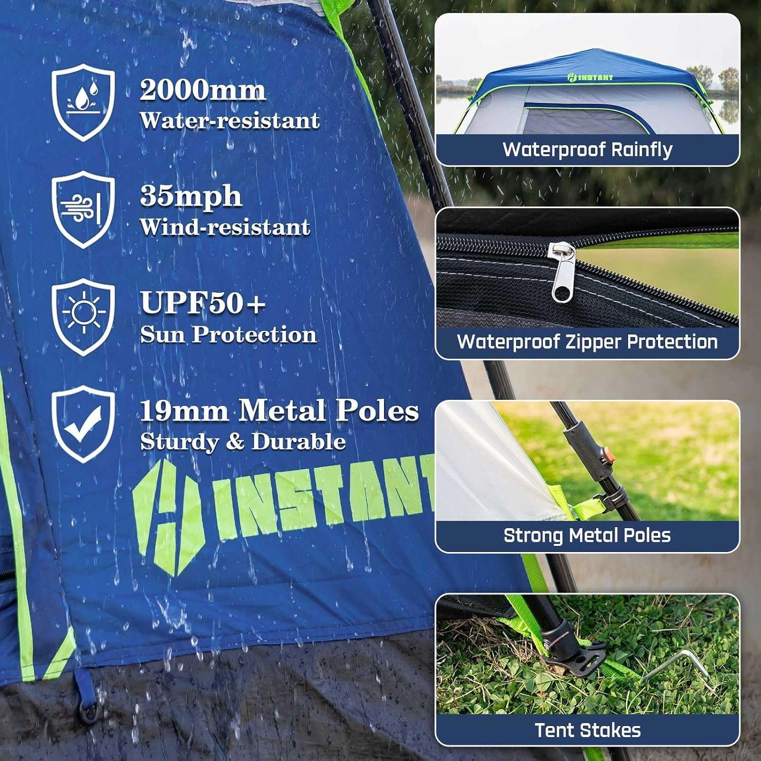4/6/8/10 Person Instant Tent,Pop Up Tents for Camping with Rainfly | 60 Seconds Easy Setup,Cabin Tent for Family Camping with Expandable Carry Bag & Upgraded Ventilation - Image 7