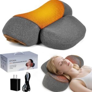 Neck Massager Pillow - 3-in-1 Neck Pillow with Battery, Travel Neck Massager Pillow for Shoulder Pain Relief, Deep Tissue Pain Relief with Heat and Stretching, Neck Hump Corrector for Women