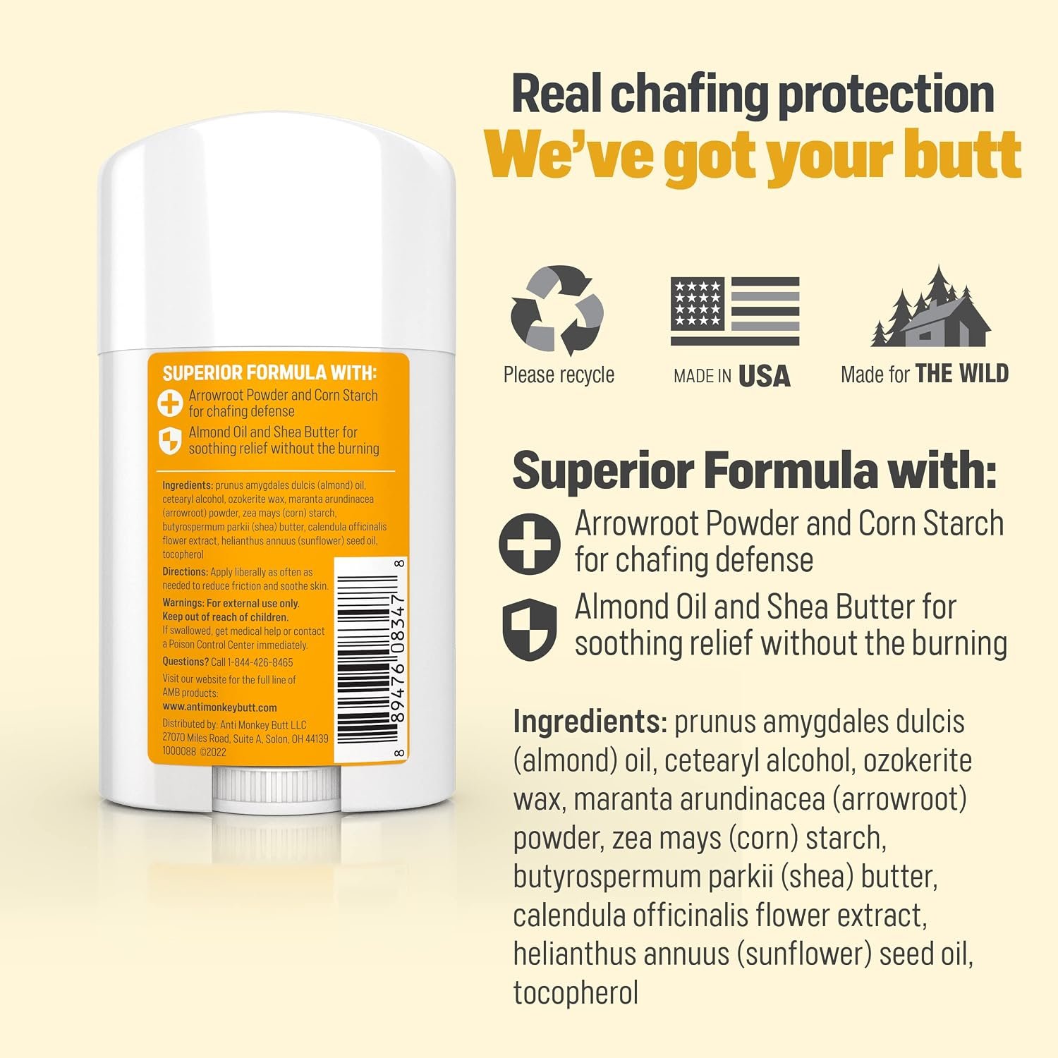 Anti Monkey Butt Chafing Stick, Body Glide, 1.7 oz | Thigh Chafing, Friction, & Irritation Relief, Mess-Free Chafe Balm with Shea Butter & Almond Oil for Daily Skin Comfort - Image 6