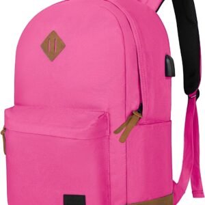 Backpack for Men Women,Travel Laptop Backpack, Water Resistant 17.3 Inch USB Charging Backpack, Large Capacity Work Commute Bag,Rose