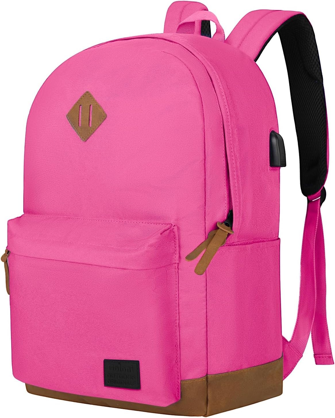 Backpack for Men Women,Travel Laptop Backpack, Water Resistant 17.3 Inch USB Charging Backpack, Large Capacity Work Commute Bag,Rose